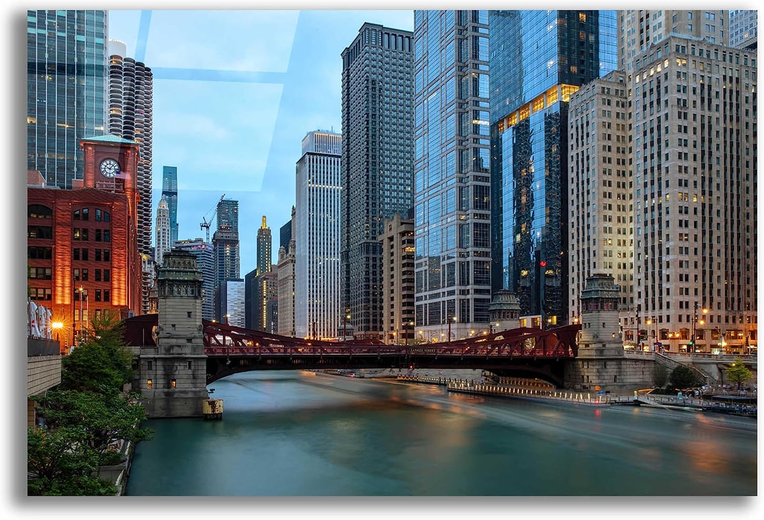 Epic Art 'Chicago River' by Epic Portfolio, Acrylic Glass Wall Art, 24"x16"