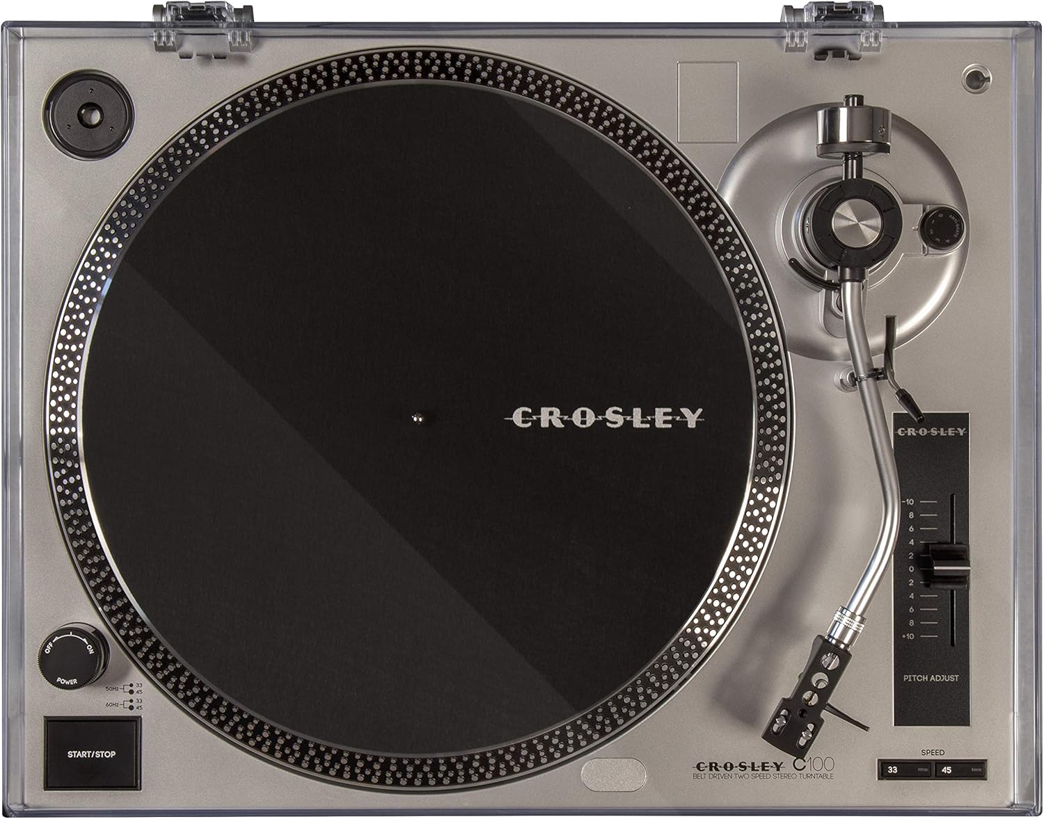 Crosley K100A-SI Belt-Drive Turntable Stereo System with Bluetooth Speakers, Silver