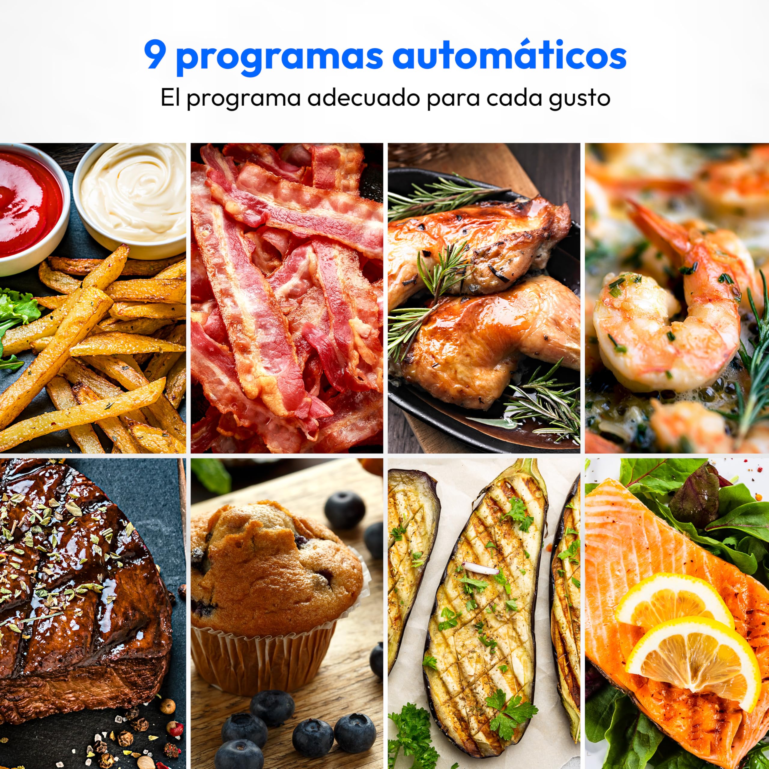 MEDION E40 XL freidora de aire caliente (5,2 L, airfryer, 2 150 W, 9 programas automáticos, función horno, fritura sin aceite, panel táctil, pantalla LED), mate