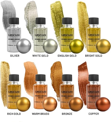 Miniatura 2 de Pintura de Hoja de Oro Líquida KAMENSKAYA - Pintura Líquida de Oro Rico de Secado Rápido a Base de Alcohol, 0.68 fl oz (20 ml)