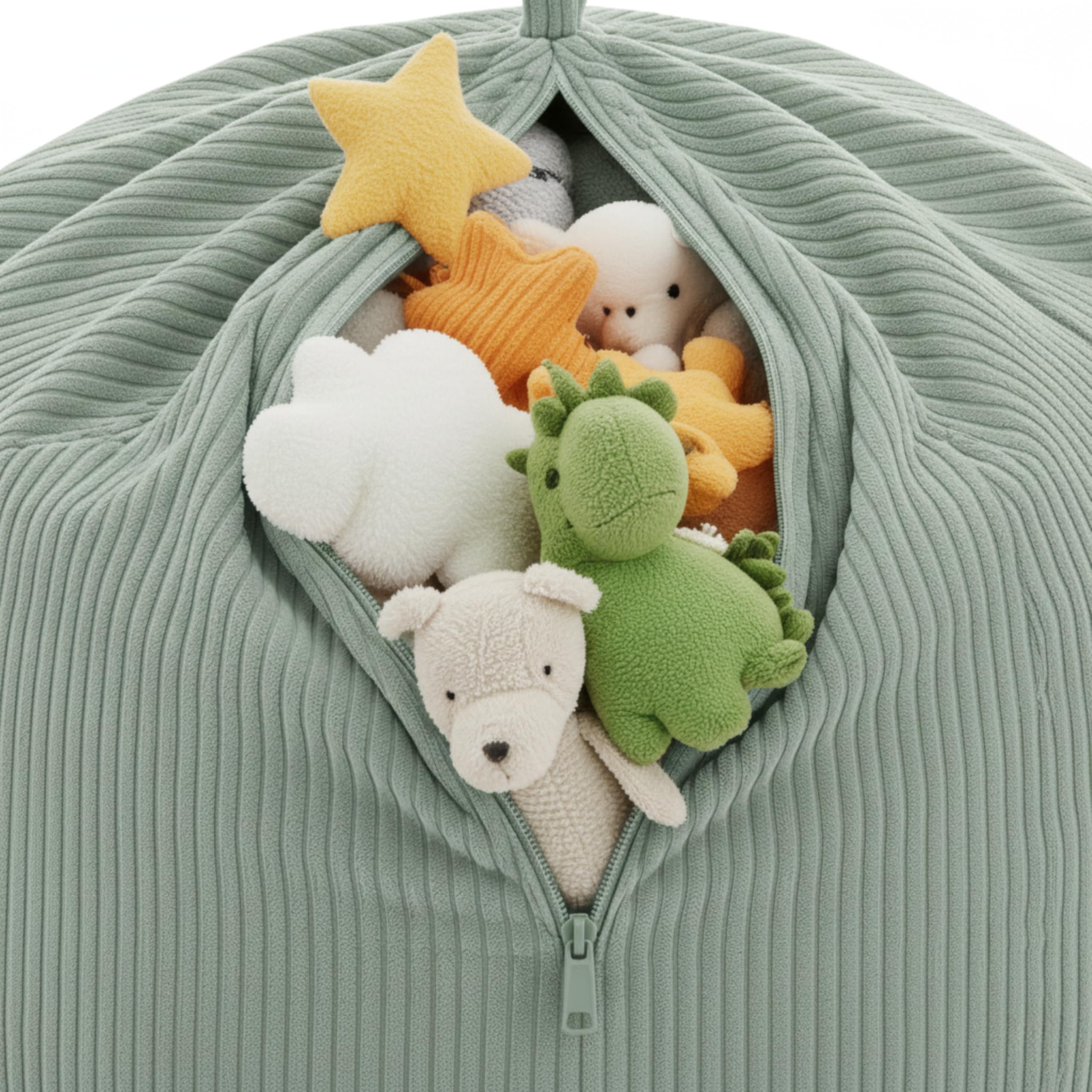 Gutekissen Housse de pouf pour enfants - 85 x 85 x 50 cm - Rangement de jouets pour chambre d'enfant - Organiseur de peluches et couvertures - Tissu Oeko-Tex - Fermeture éclair (vert)