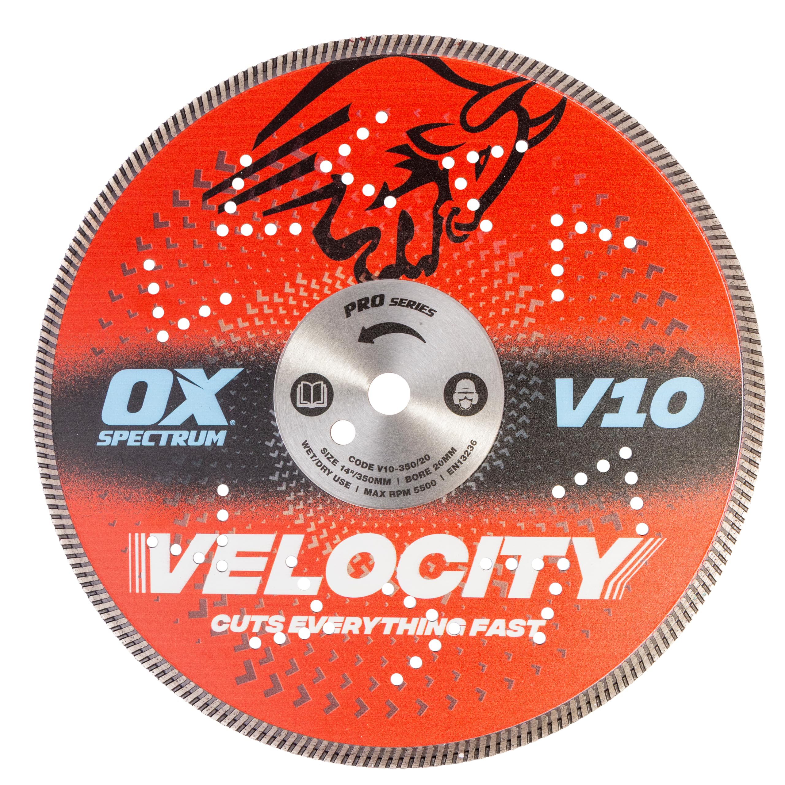 OX Pro V10 Diamond Blade for Fast Cut Concrete & Metal, 350mm