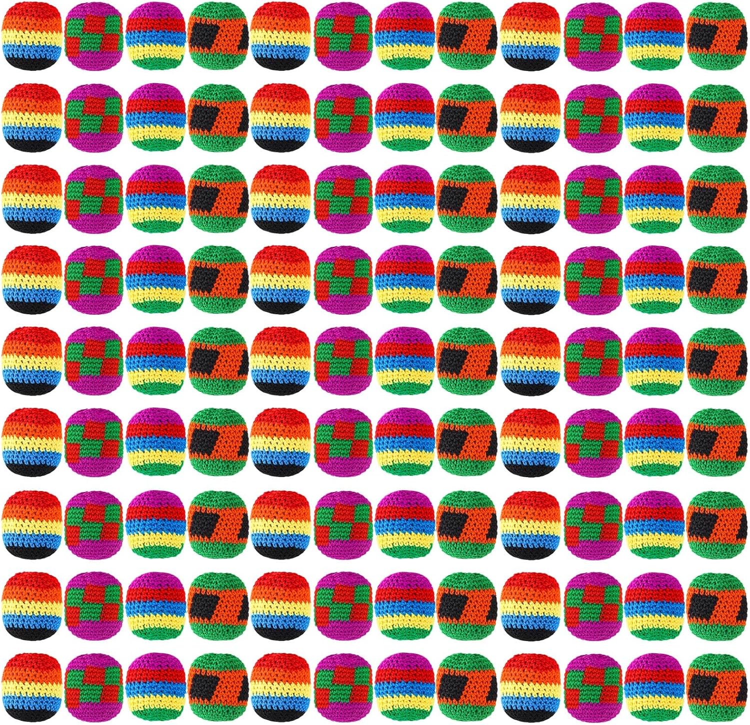 Yunsailing Knit Sack Balls for Kids Knitted Kickball Soft Juggling Balls Multicolored Crochet Geometric Pattern Foot Bag Kick Sack for Kids Boys and Girls, Random Color