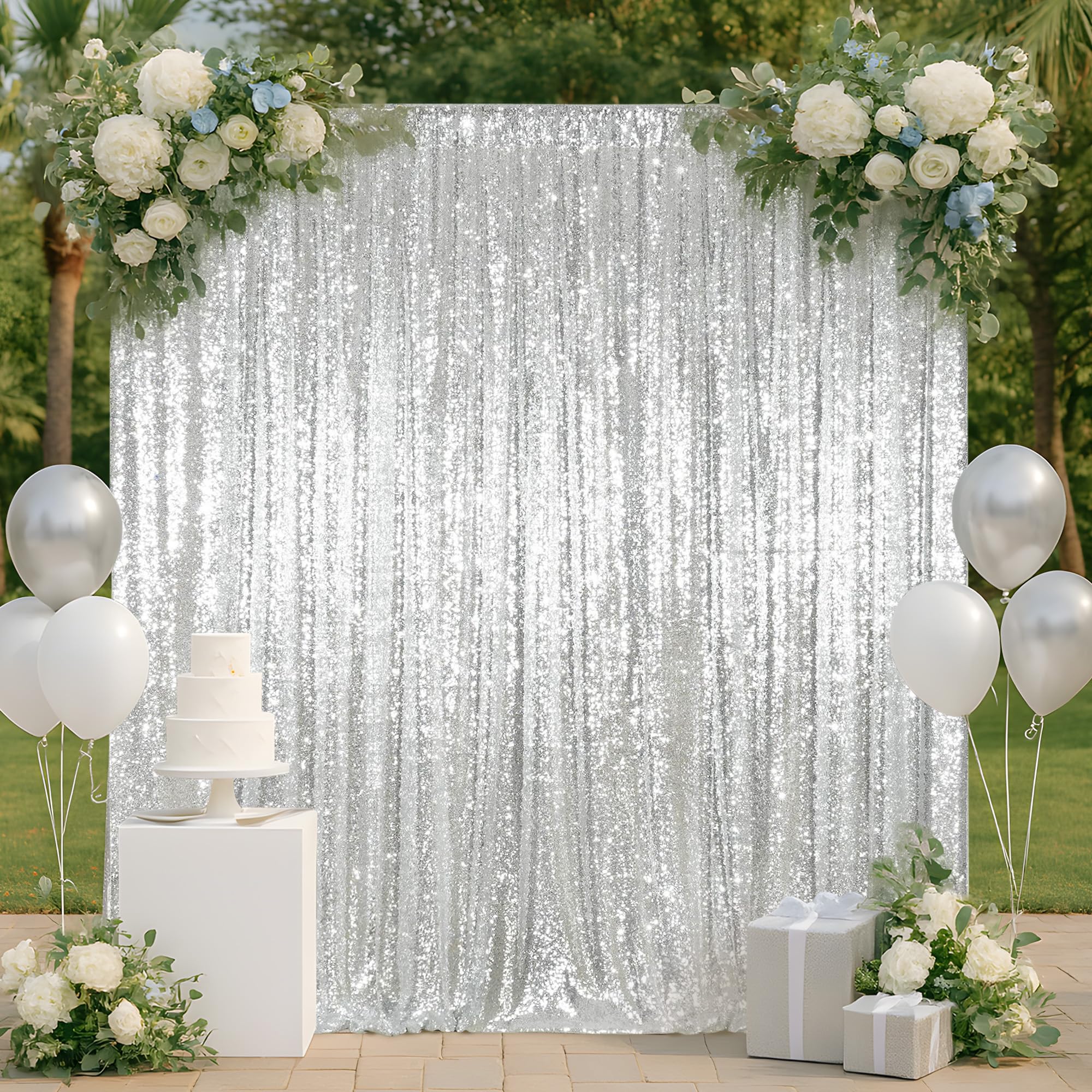 Sequin Backdrop 183x243cm Iridescent Shinny Sequin Photography Backdrop Party Prom Wedding Youtobe Banquet Photo Background (6x8 feet) — view 164