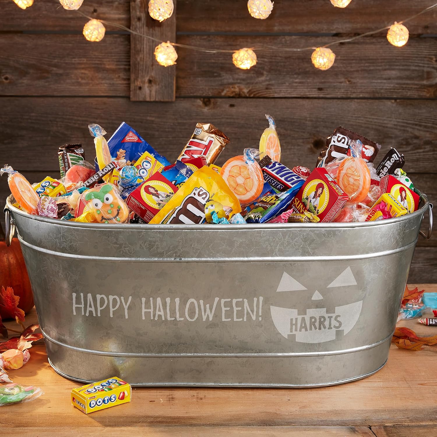 Personalization Universe Jack-O'-Lantern Personalized Galvanized Beverage Tub - Custom Halloween Drink Bucket- Etched with Any Name - 21" W x 12" D x 8.5" H - Indoor/Outdoor Use
