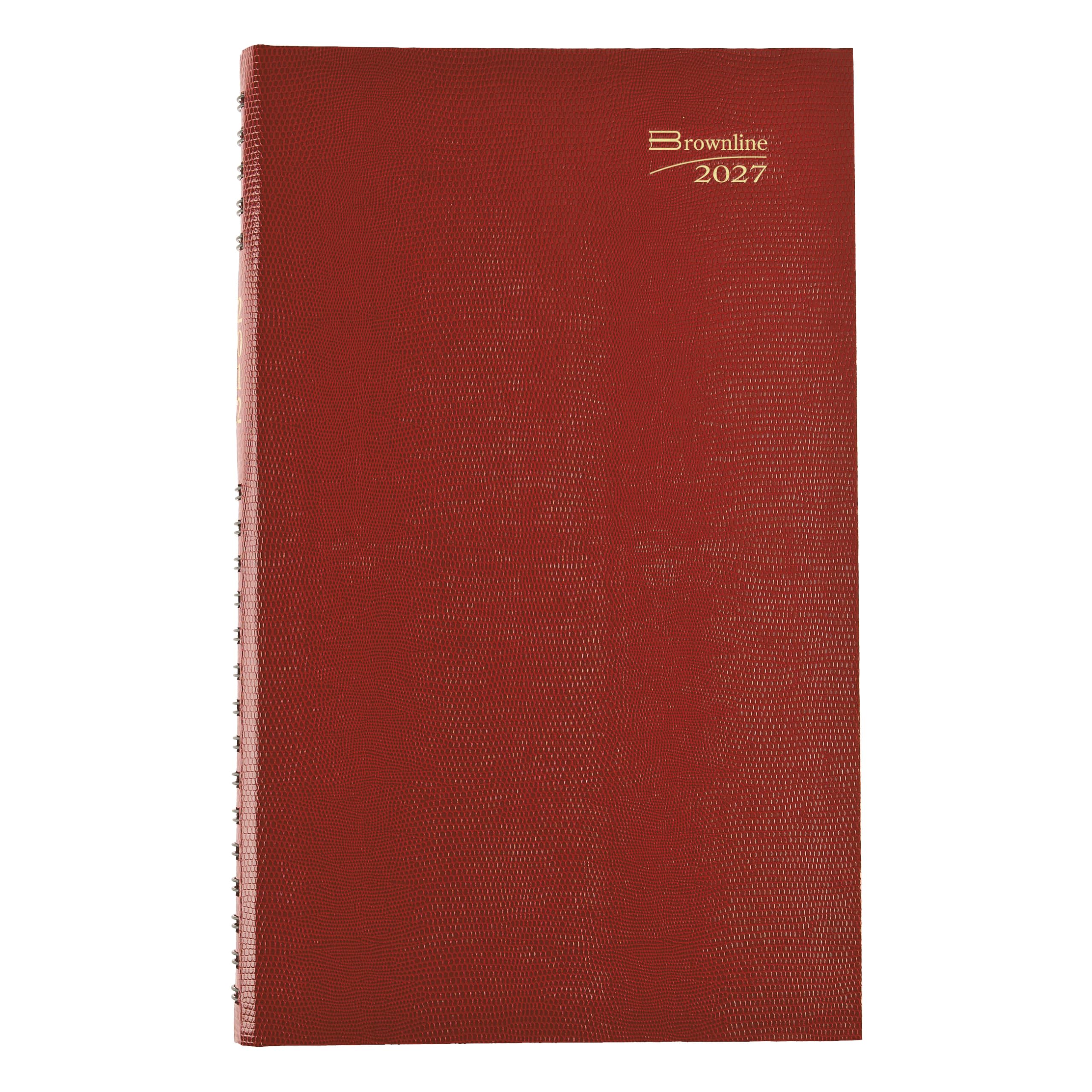 Brownline® CoilPro™ Agenda giornaliera 2027, senza tempo, 12 mesi, da gennaio a dicembre, rilegatura a doppio filo, 34,3 x 20 cm, rosso brillante (C551C.RED)