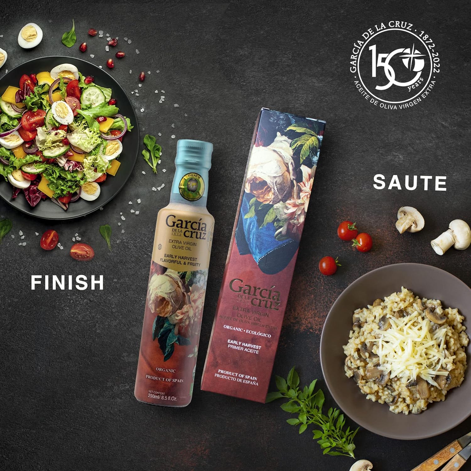 Garcia de la Cruz Early Harvest Organic Extra Virgin Olive Oil - Award-Winning from Toledo Spain - Glass 8.5 fl. oz. (250 ml) - Image 5