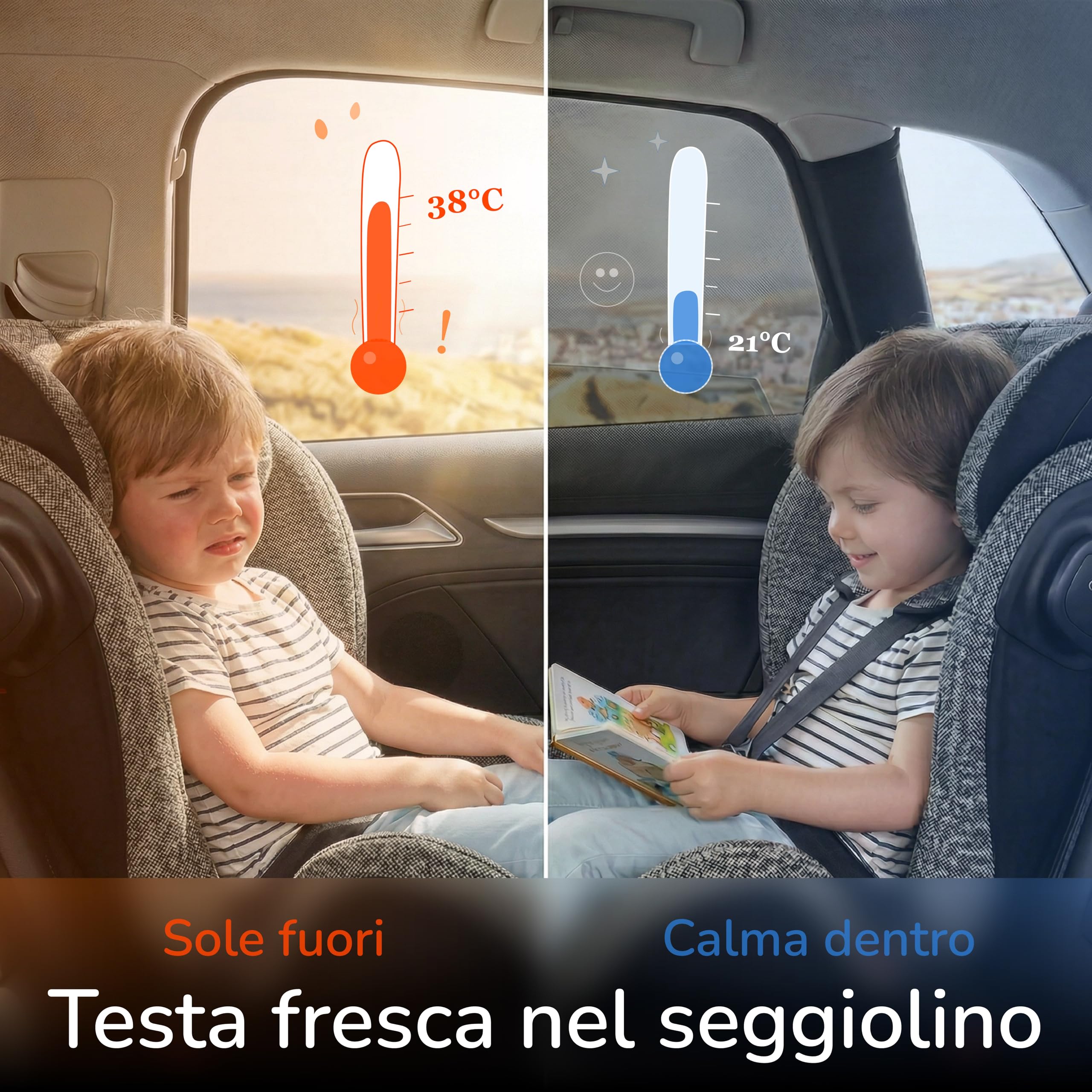 Parasole Auto per Bambini con Protezione UV Certificato TÜV UPF 15 Upgrade4cars