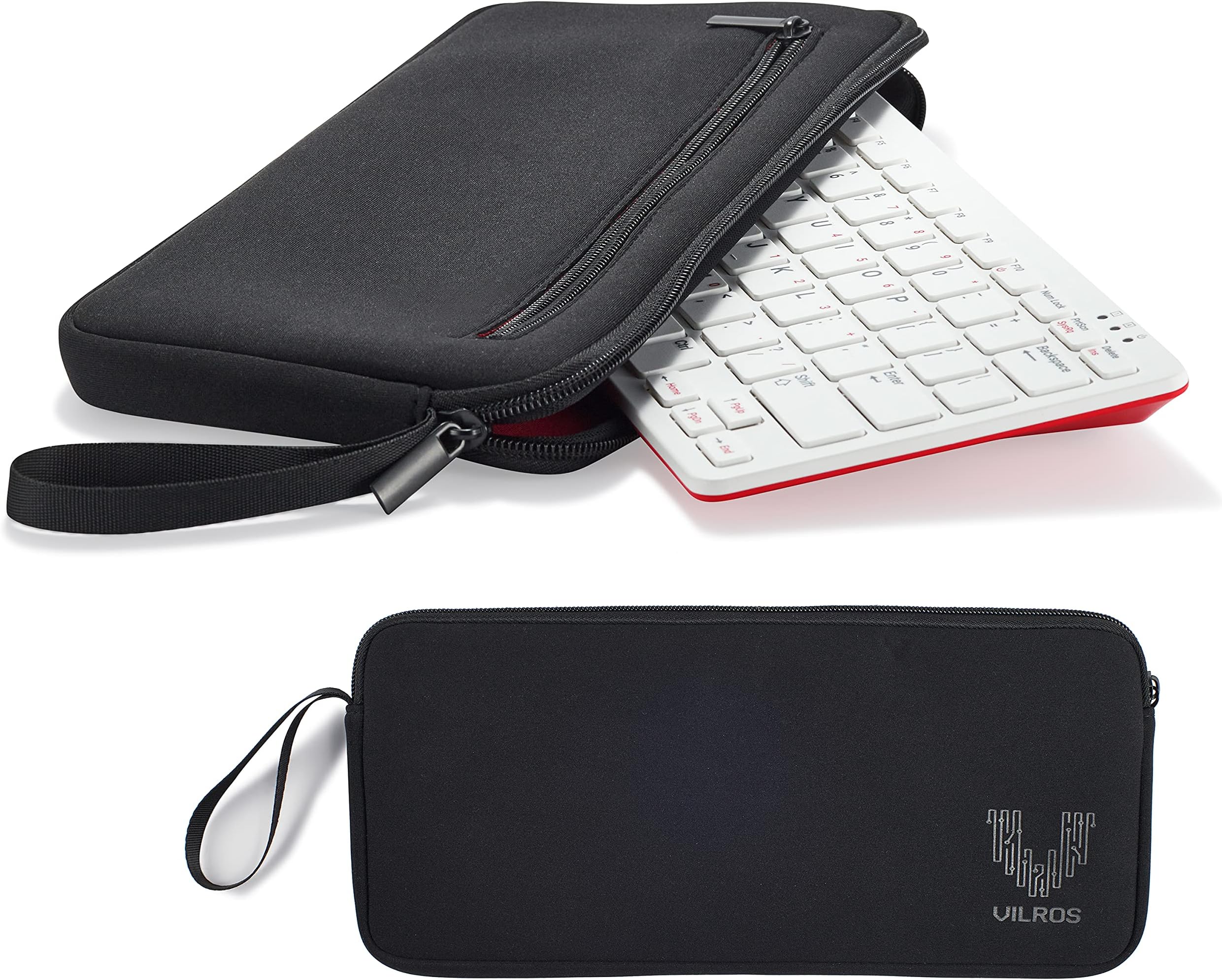 VilrosNeoprene Case/Sleeve for Raspberry Pi 400/500 with Accessory Storage Pocket (Black)
