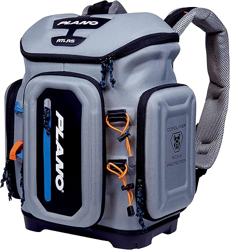 Plano Atlas 3700 - Mochila de pesca para aparejos, material EVA gris, incluye 3 cajas de utilidad 3750 para gusanos, señuelos y cebos, base