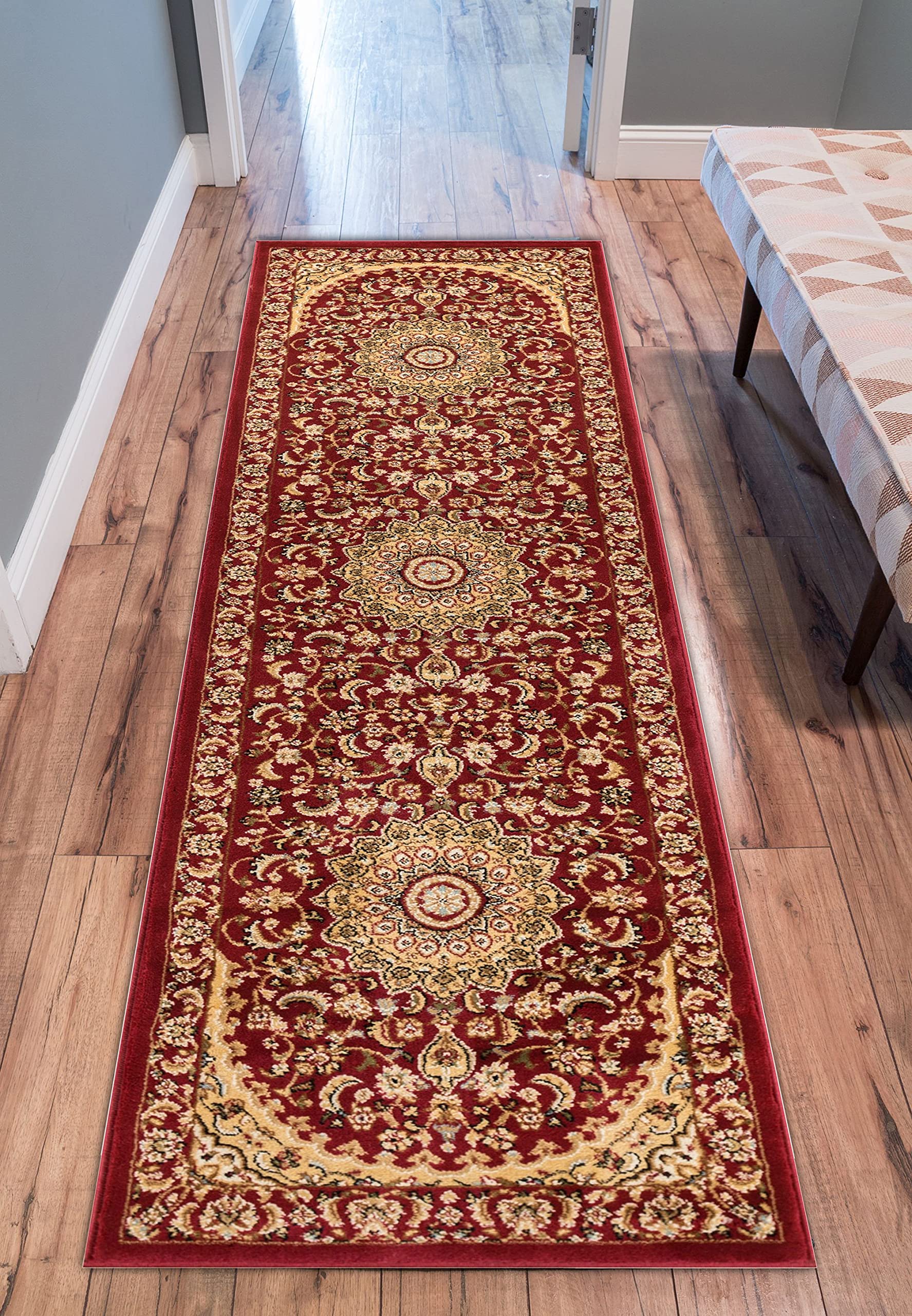 Sultan Medallion Red Oriental Area Rug 2 x 7 ( 2'3" x 7'3" Runner ) Floral Traditional Easy Clean Stain Fade Resistant Shed Free Modern Classic