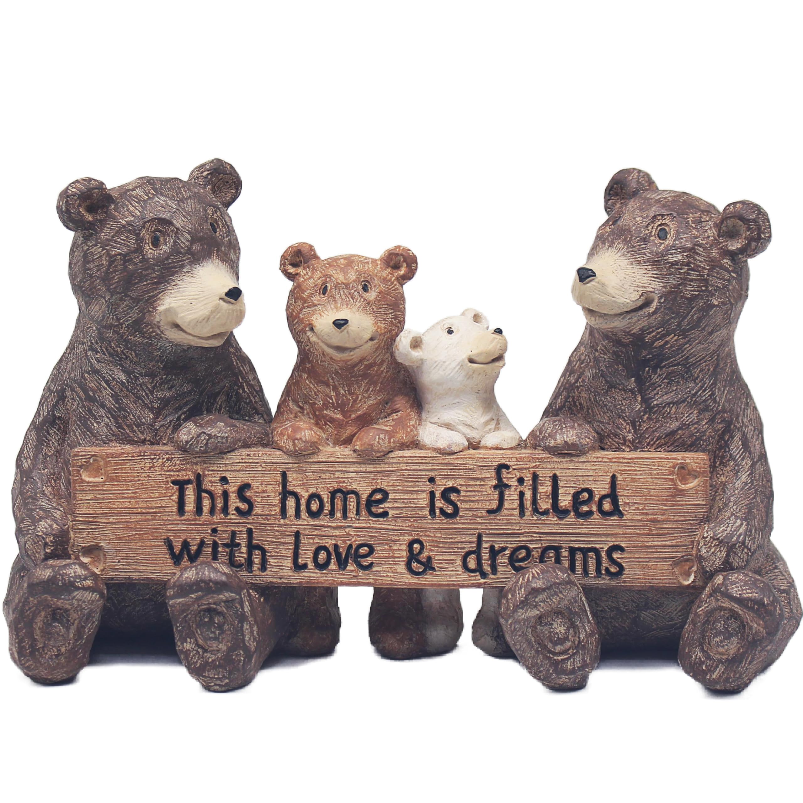 The Leonardo Collection Bear Family Sign With Quote Carved Ornaments For Home Decor | Ideal Figurines Friendship Gifts For Women & Men | Lovely Table Centerpiece & Living Room Accessories