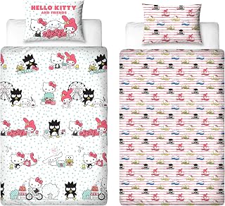 Hello Kitty Officially Licensed Single Duvet Cover Set |Hello Kitty Design Reversible 2 Sided Bedding Including Matching Pillow Case Single Bed Set