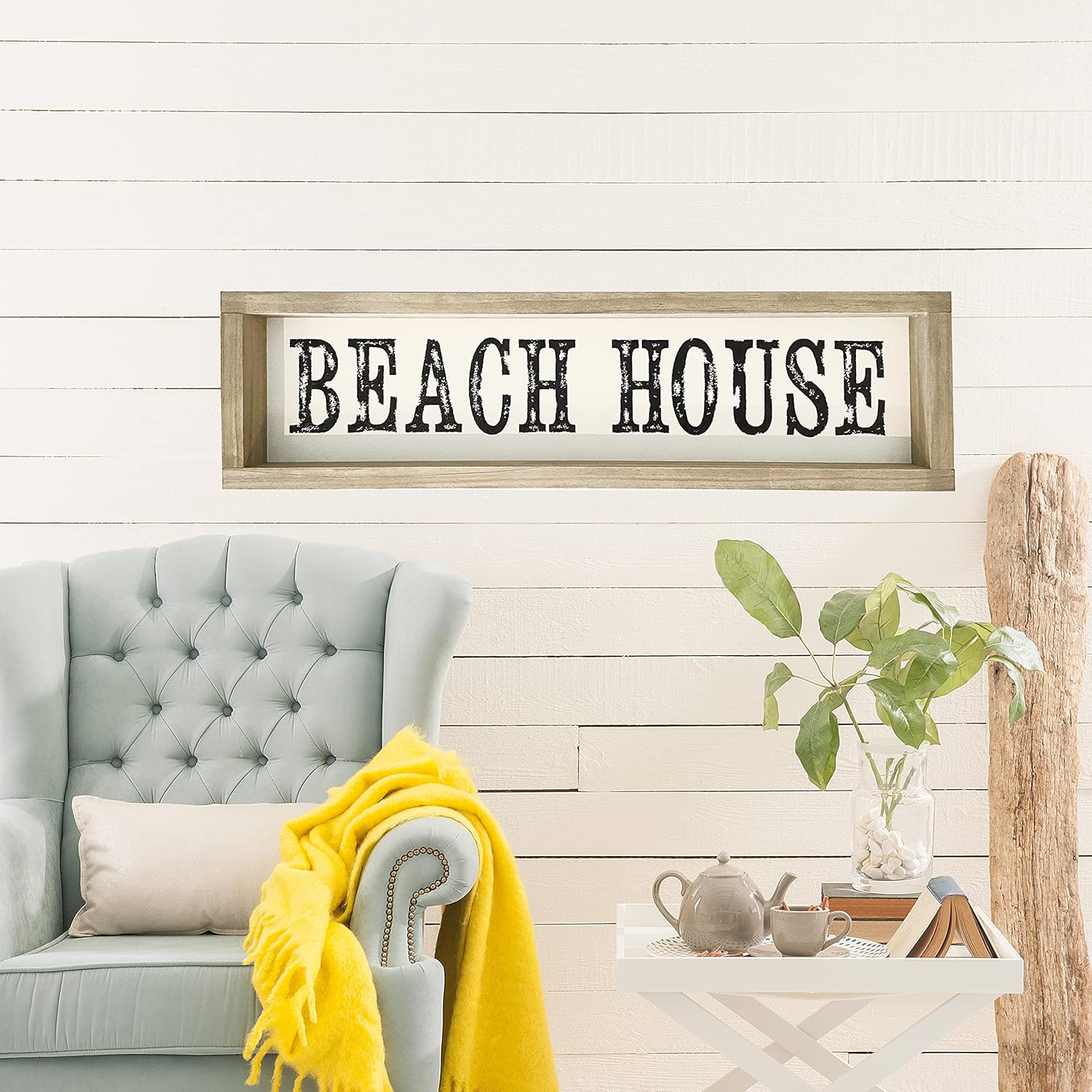Rustic Farmhouse Wall Art Beach House Nautical Home Sign Wood Framed Home Distressed