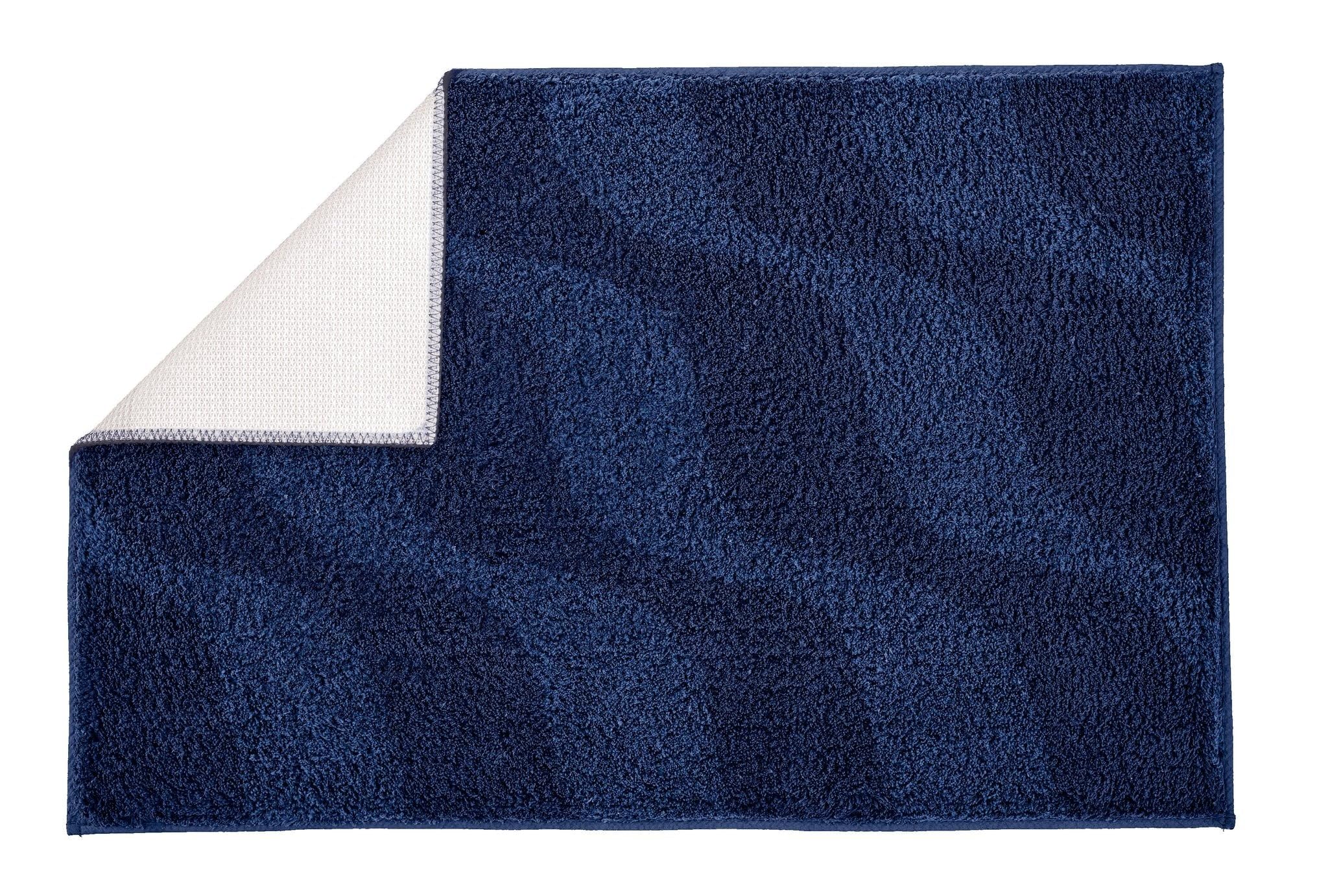 Kleine Wolke Badteppich ONDA Navy 60 x 90 cm | OEKO-TEX zertifiziert, rutschhemmende Unterseite, für Fußbodenheizung, maschinenwaschbar, 100% Polyacryl