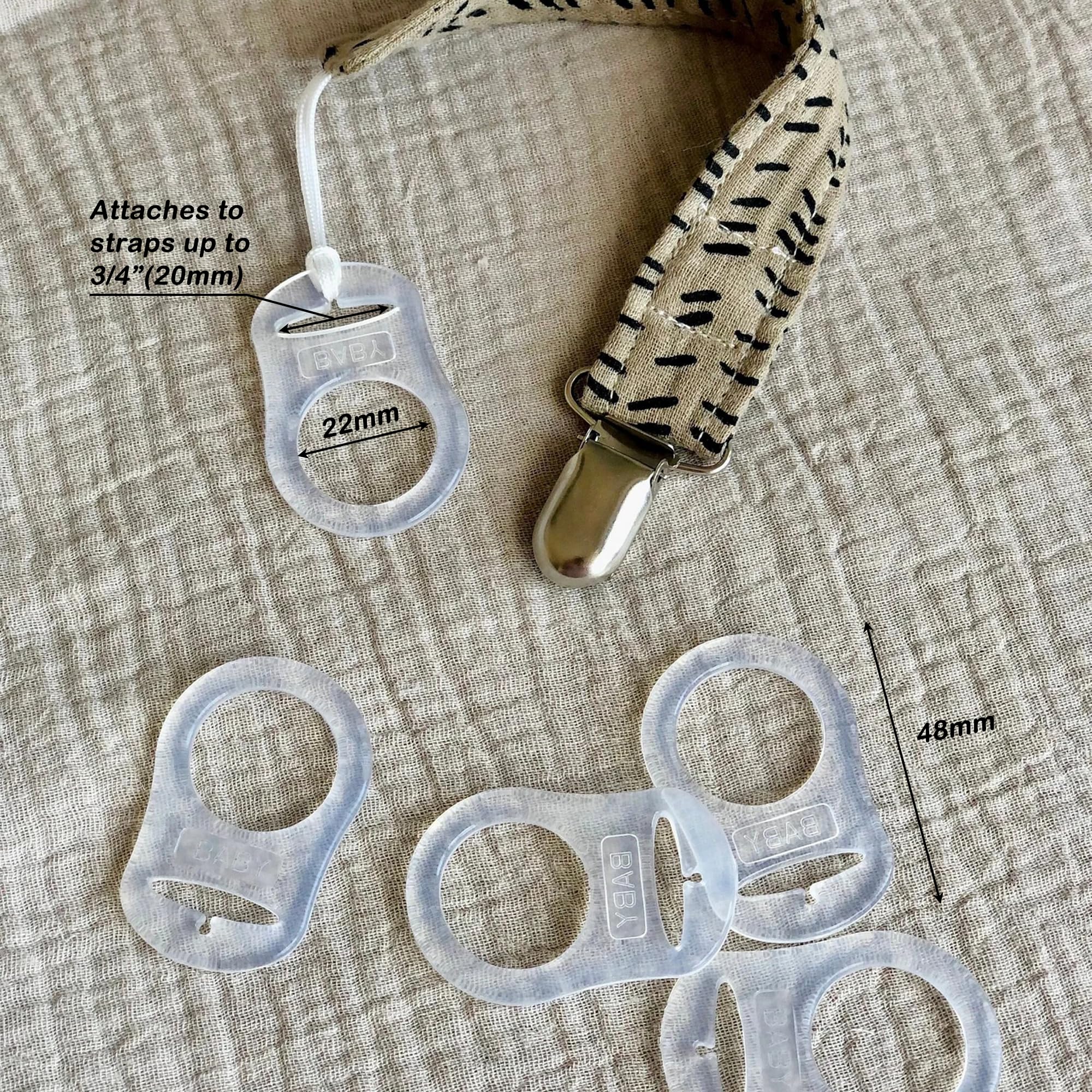 10 Pack Clean Pacifier Clip Silicone Adapter Holder Rings for Maam Pacifier (Food Grade, Clear)