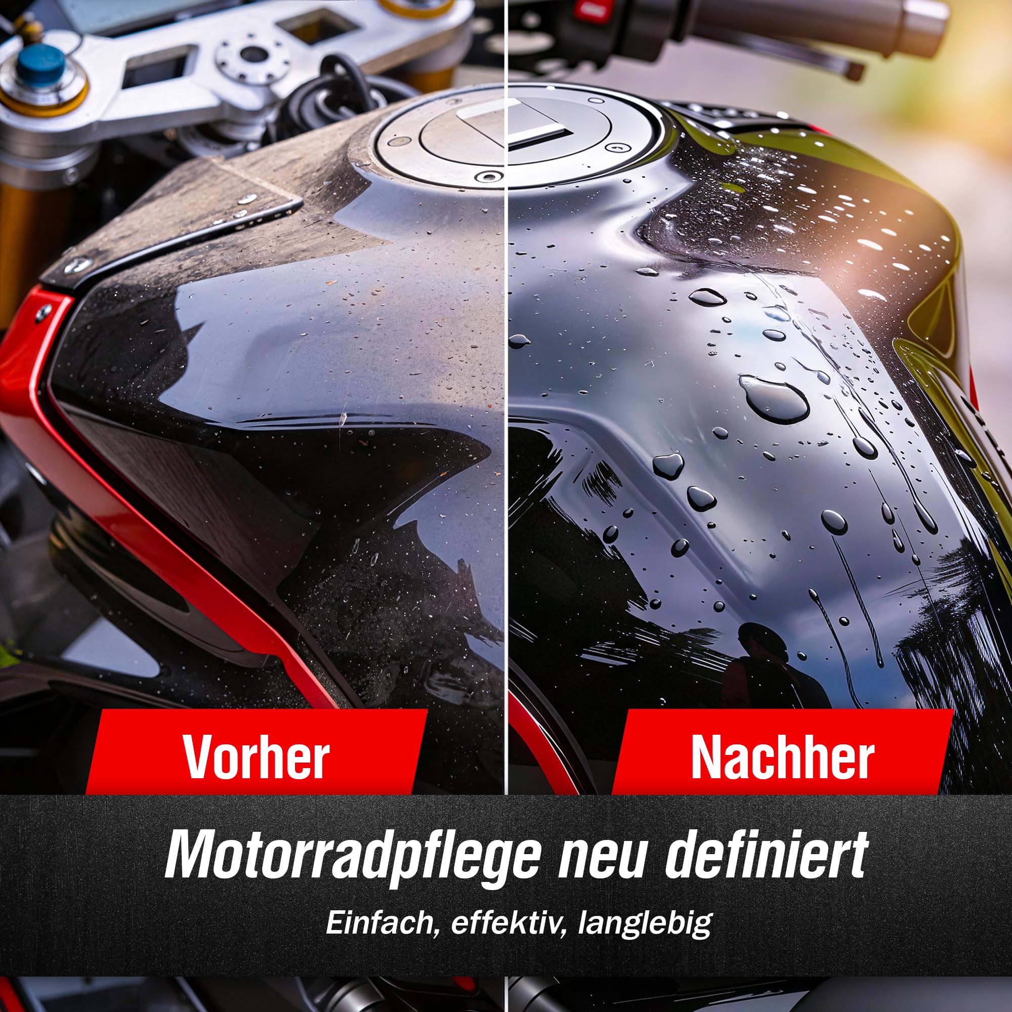 Motorrad-Versiegelung Set, Langzeitschutz & Glanz, UV-Schutz, Reinigungsset mit Mikrofasertüchern