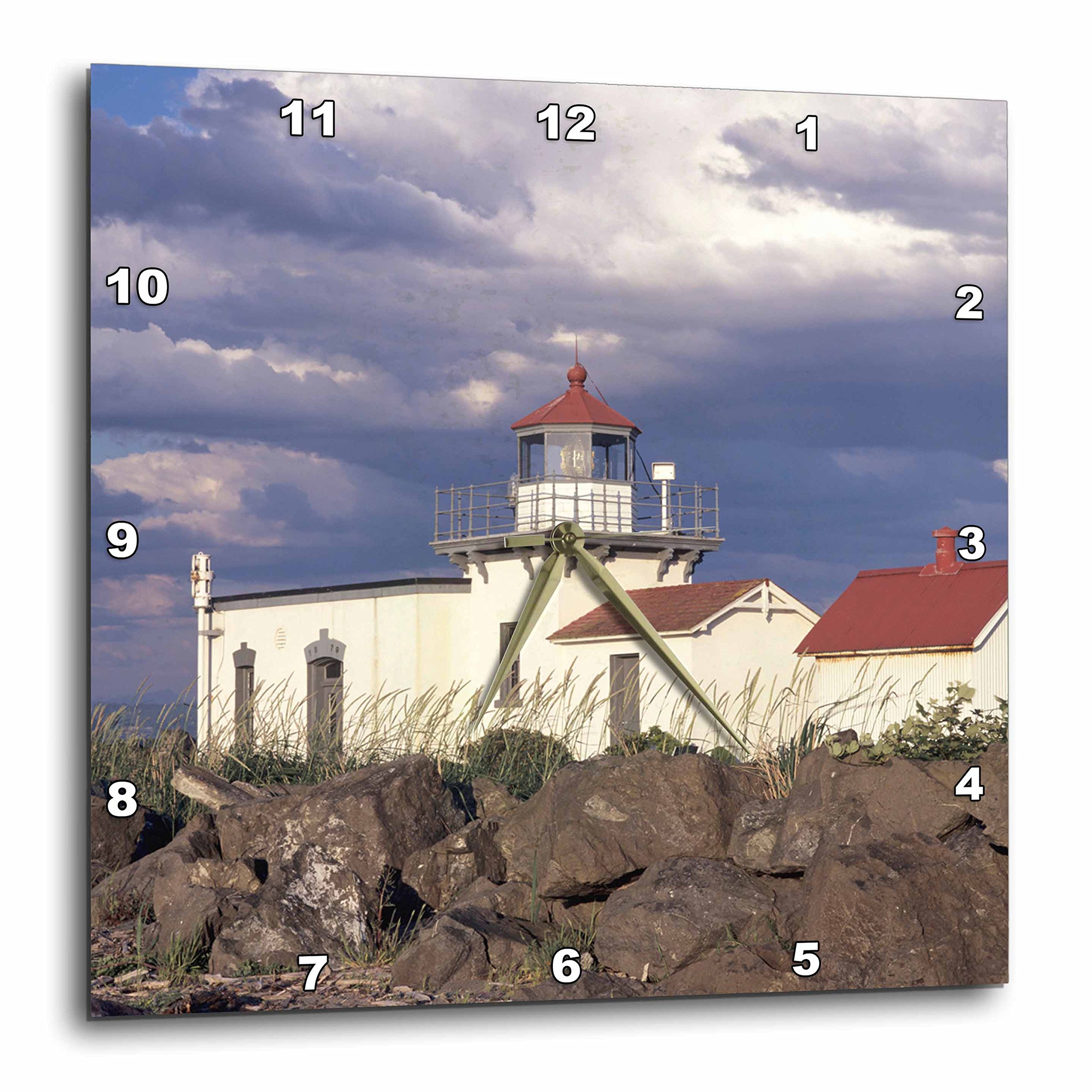 3dRoseDPP_95944_2 Wa, Hansville, Point No Point Lighthouse Us48 Jwi1234 Jamie & Judy Wild Wall Clock, 13 by 13"