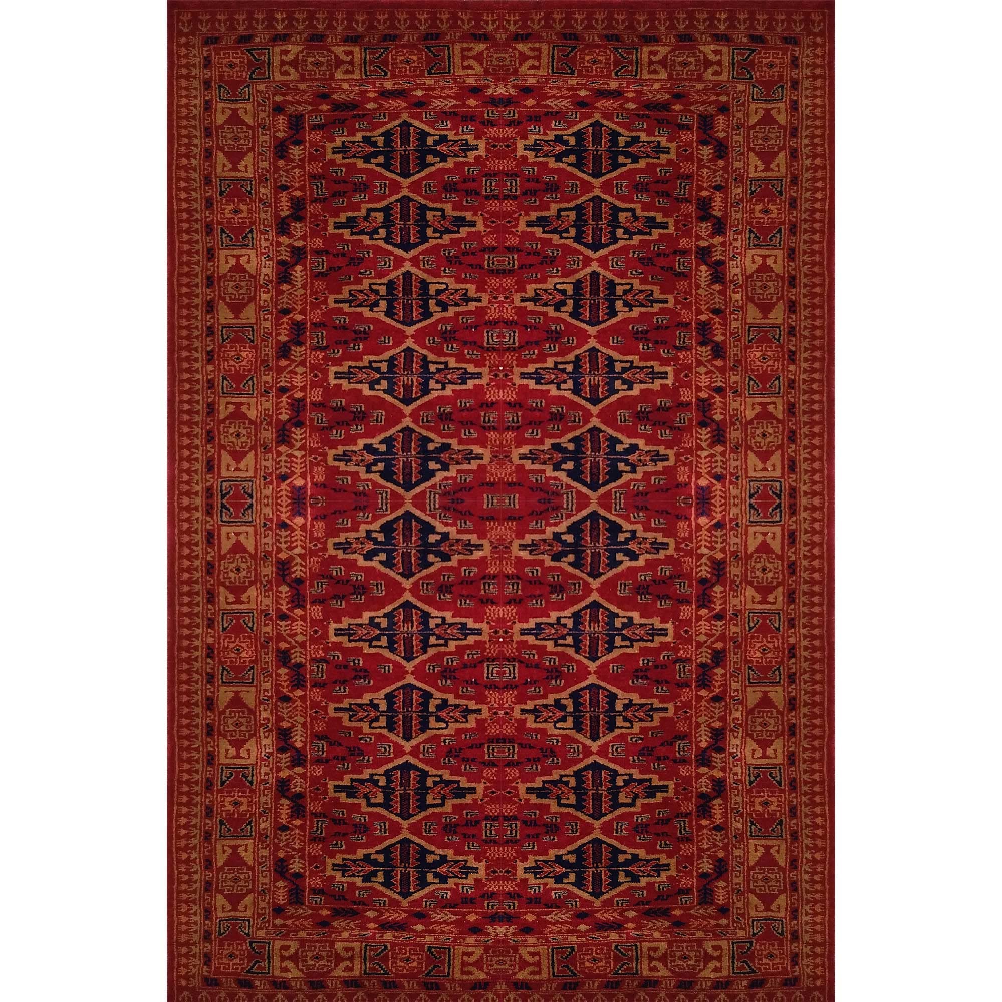 Amma Carpets Hand Knotted Woolen Carpet Bukhara Traditional Luxury Red 4x6 feet