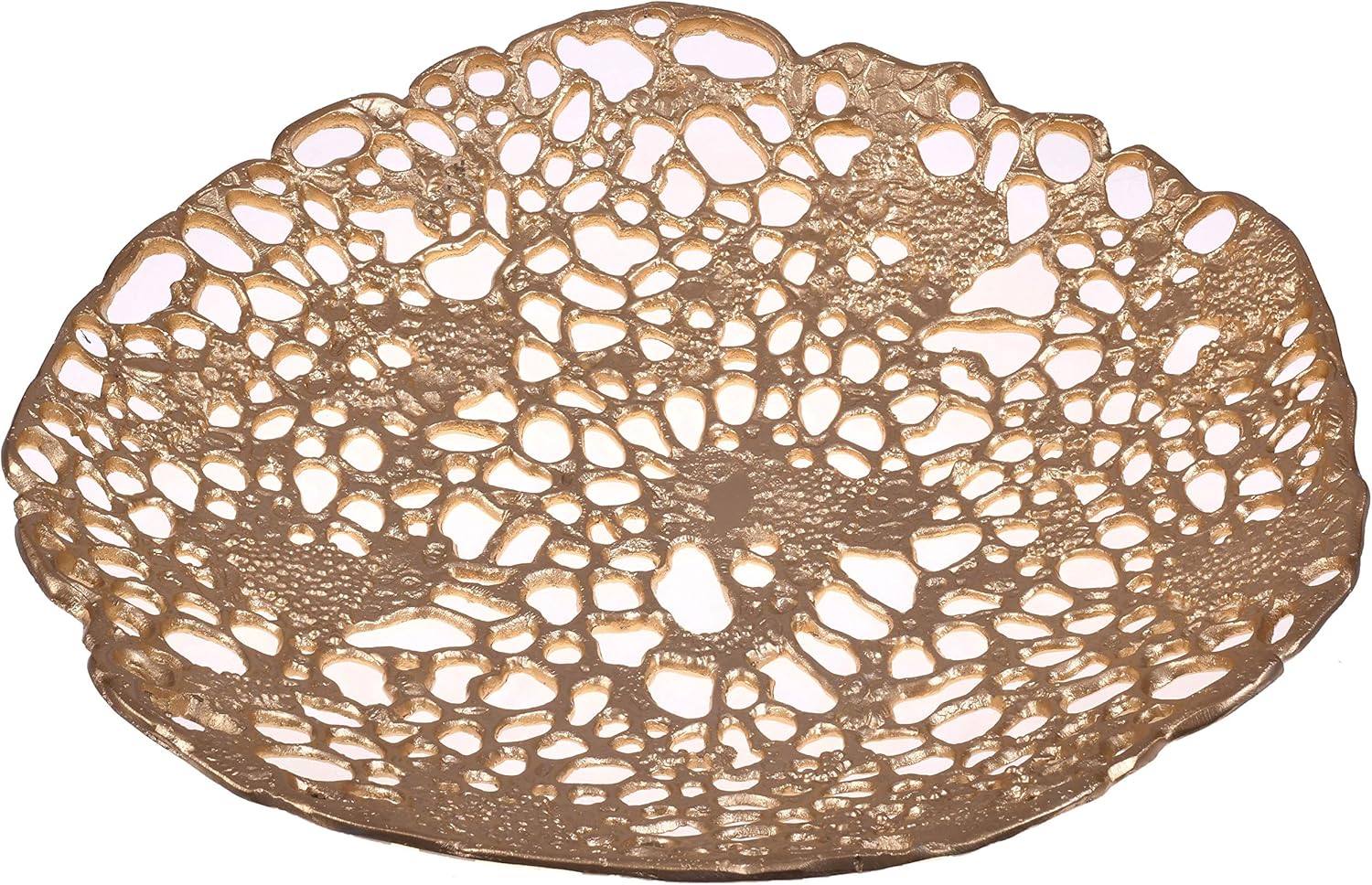DeKulture Handmade Gold Amoeba Tray, 17 in Diameter — Decorative Centerpiece for Home Decor, Weddings & Holiday Tables
