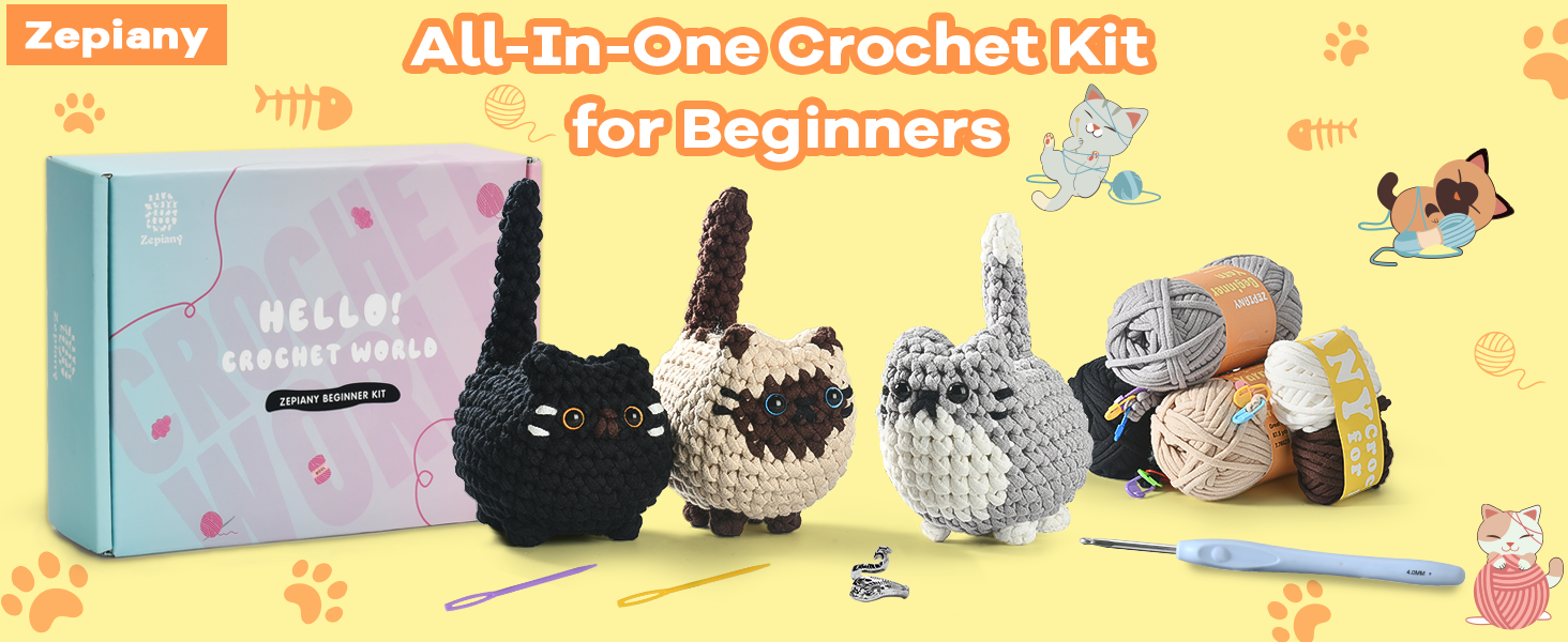 Amazon.com: Zepiany Crochet Kit for Beginners Crochet Cat Beginner