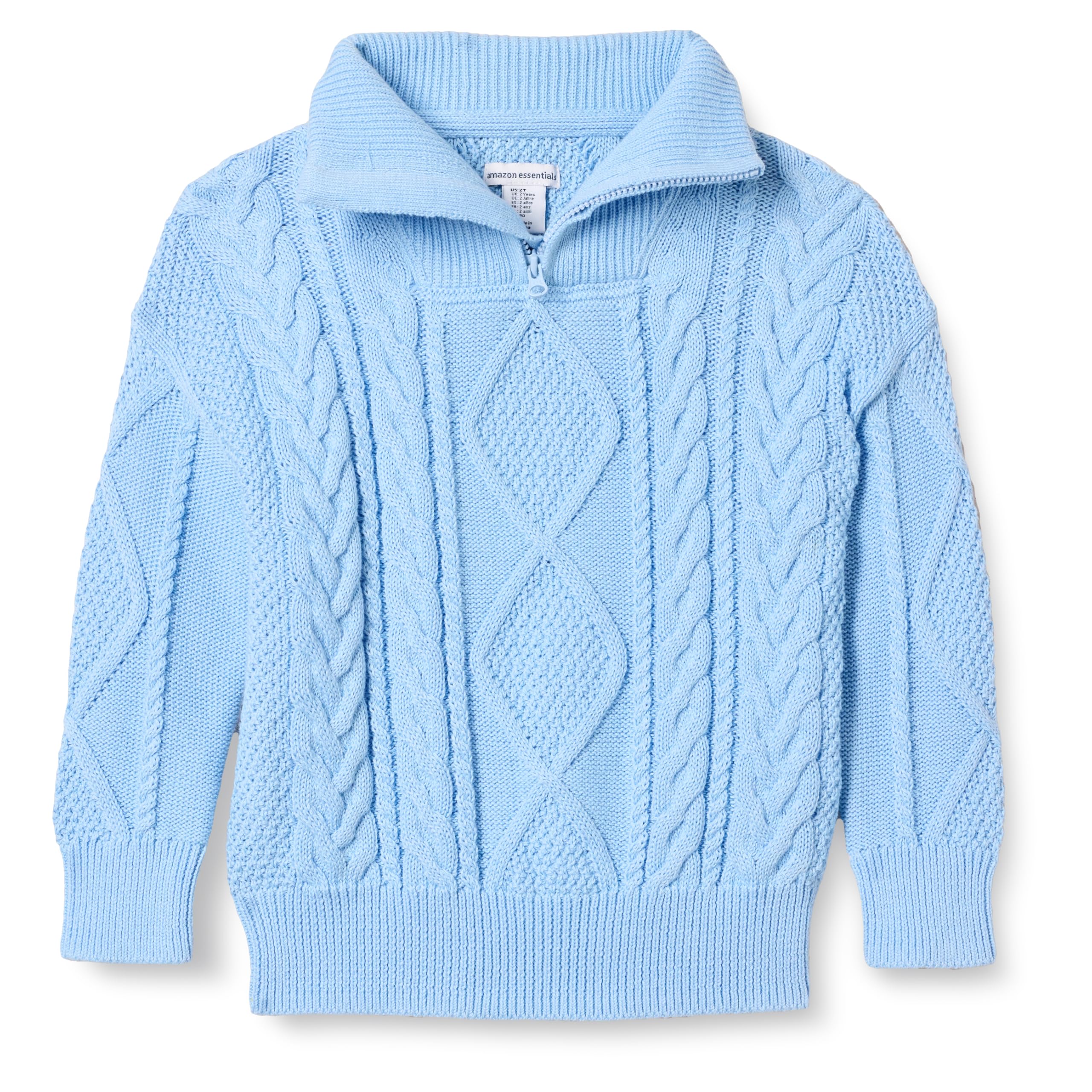 Amazon Essentials Jungen Zopfstrickpullover mit Viertel-Reißverschluss und lockerer Passform
