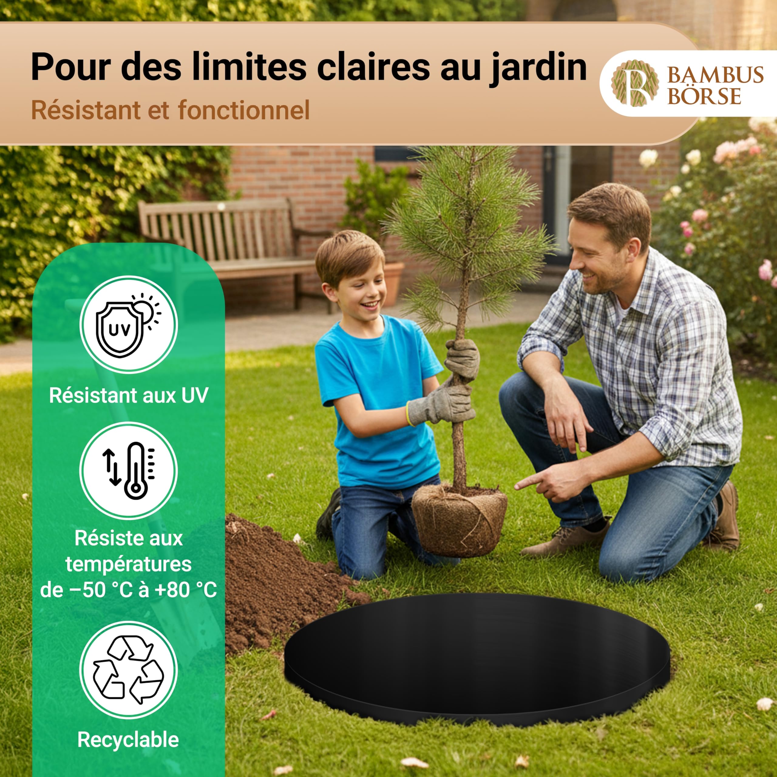 Barrière anti-racines de 70 cm de haut - Barrière anti-rhizomes Épaisseur 2 mm - 20 m de longueur - En HDPE de haute qualité