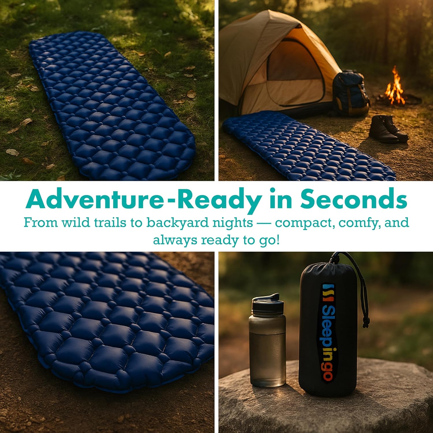 Sleepingo Ultralight Sleeping Mat - Inflatable & Compact Camping Air Mattress for Backpacking, Hiking- New