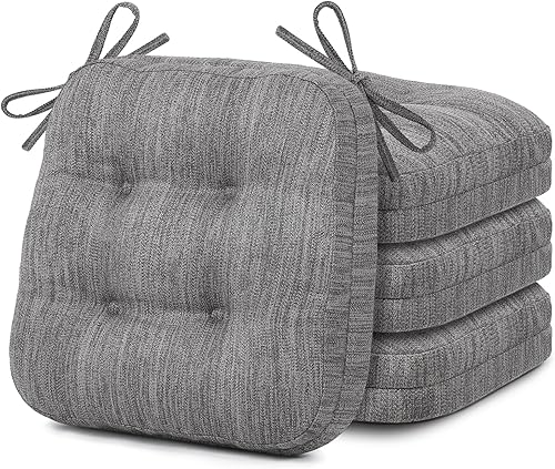Shinnwa Cojines para sillas de comedor, paquete de 4, cojines de asiento de cocina de espuma viscoelástica copetudos, almohadillas antideslizantes