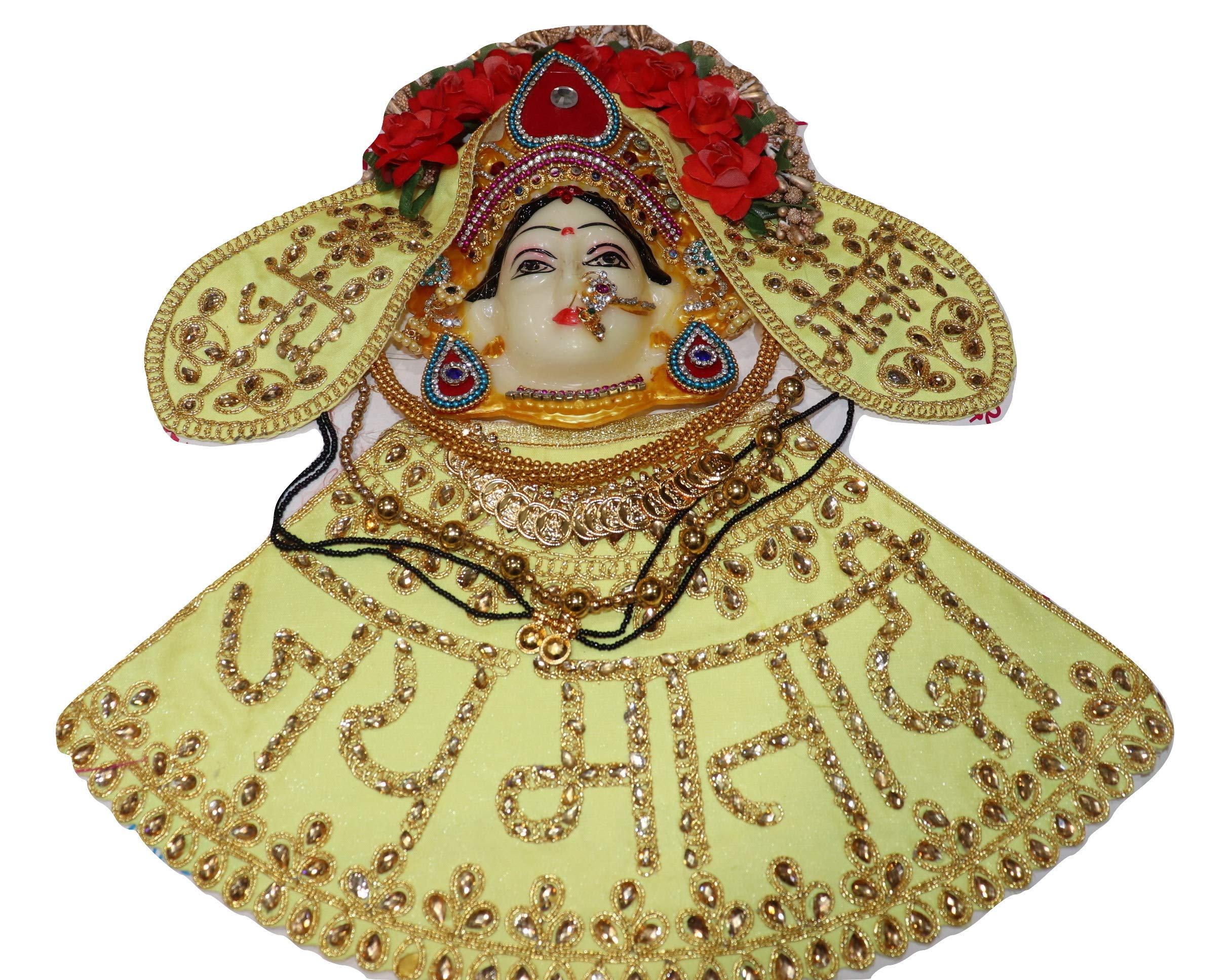 Reliable Goddess Mata MahaLakshmi (Laxmi) Devi Maa Face/Santoshi Maa Mukhota/Margashirsha Laxmi Face For Puja/Varalakshmi Vrath Puja/Devi Maa Mukhota For Puja With Complete Shringar /Combo Set For Margashish Puja/Varalaksmi Pooja/Devi Maa Shringar Set