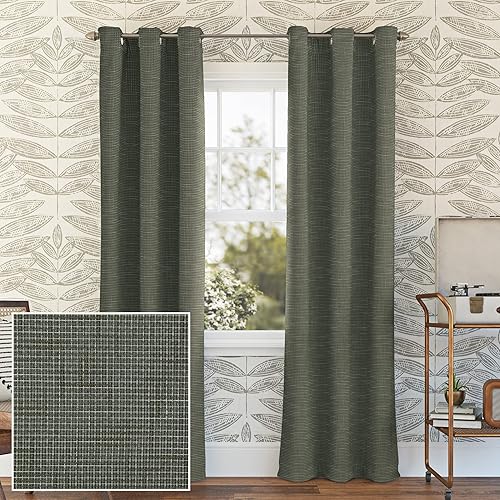 Sun Zero Norman Grid Texture - Cortina térmica con ojales, 40 x 96 pulgadas, color verde salvia