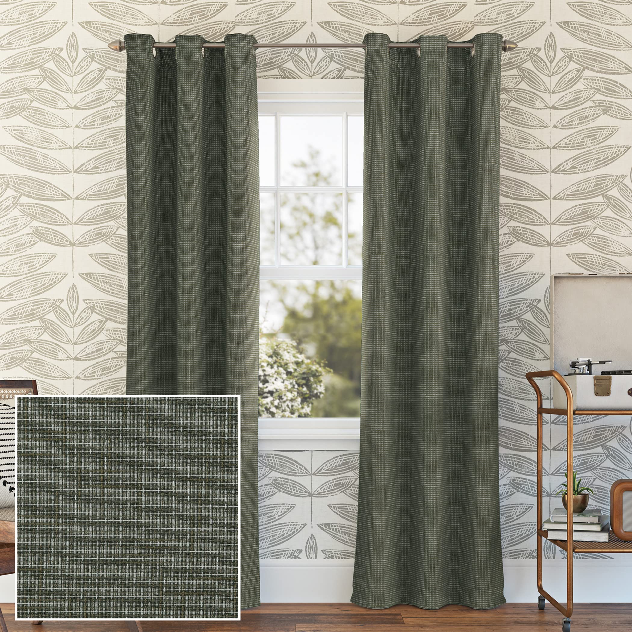 Rideau occultant thermique vert sauge pour chambre et salon cosy