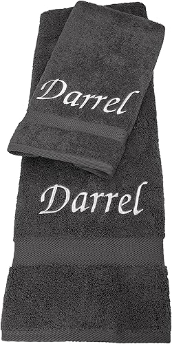 Miniatura 2 de Liberty21 Juego de toallas de baño y mano personalizadas con monograma. El juego incluye 1 toalla de baño y 1 toalla de mano. (gris oscuro)