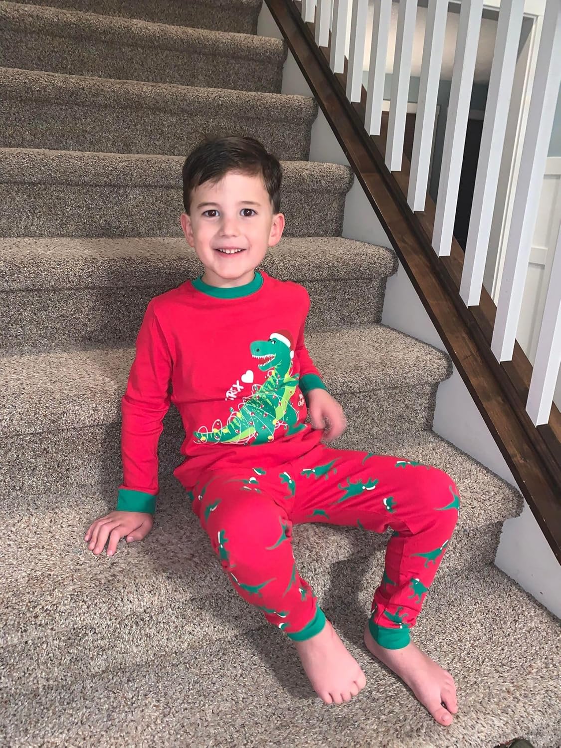 Akyzic Kids Christmas Pajamas 100% Cotton Long Sleeve Toddler Snowman Xmas Pjs Childrens Christmas Jammies Clothes 3-10T - Image 3