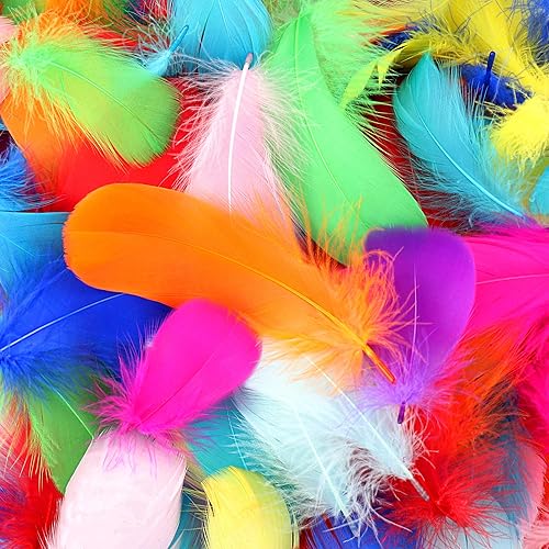 HaiMay 450 plumas coloridas para manualidades, boda, hogar, fiesta, 3-5 pulgadas, 10 colores, plumas artesanales
