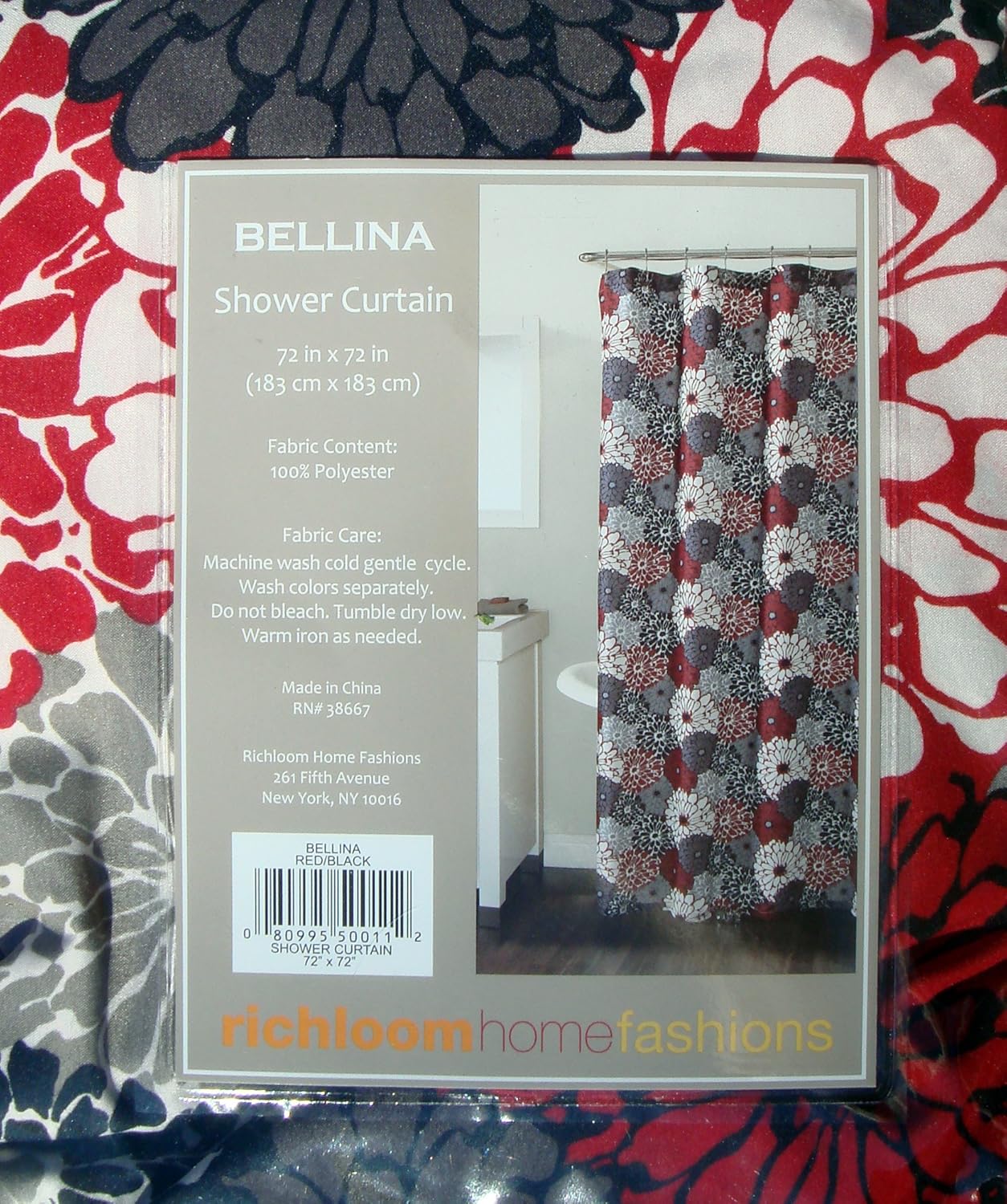 Richloom Home Fashions Bellina Floral Fabric Shower Curtain