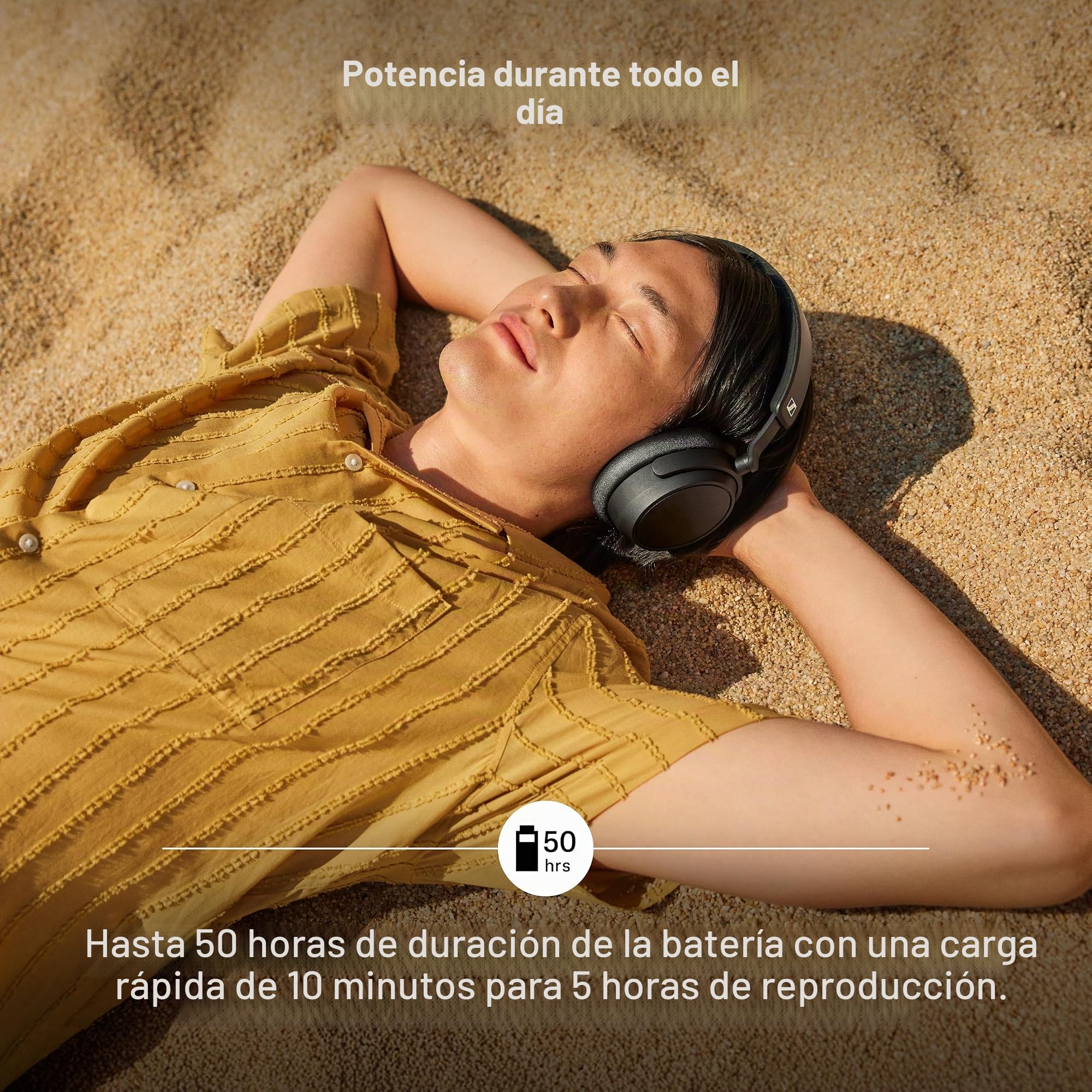 Sennheiser ACCENTUM Plus - Auriculares Bluetooth inalámbricos, función de Carga rápida, batería de 50 Horas de Tiempo de reproducción, ANC híbrido Adaptable, Color Blanco