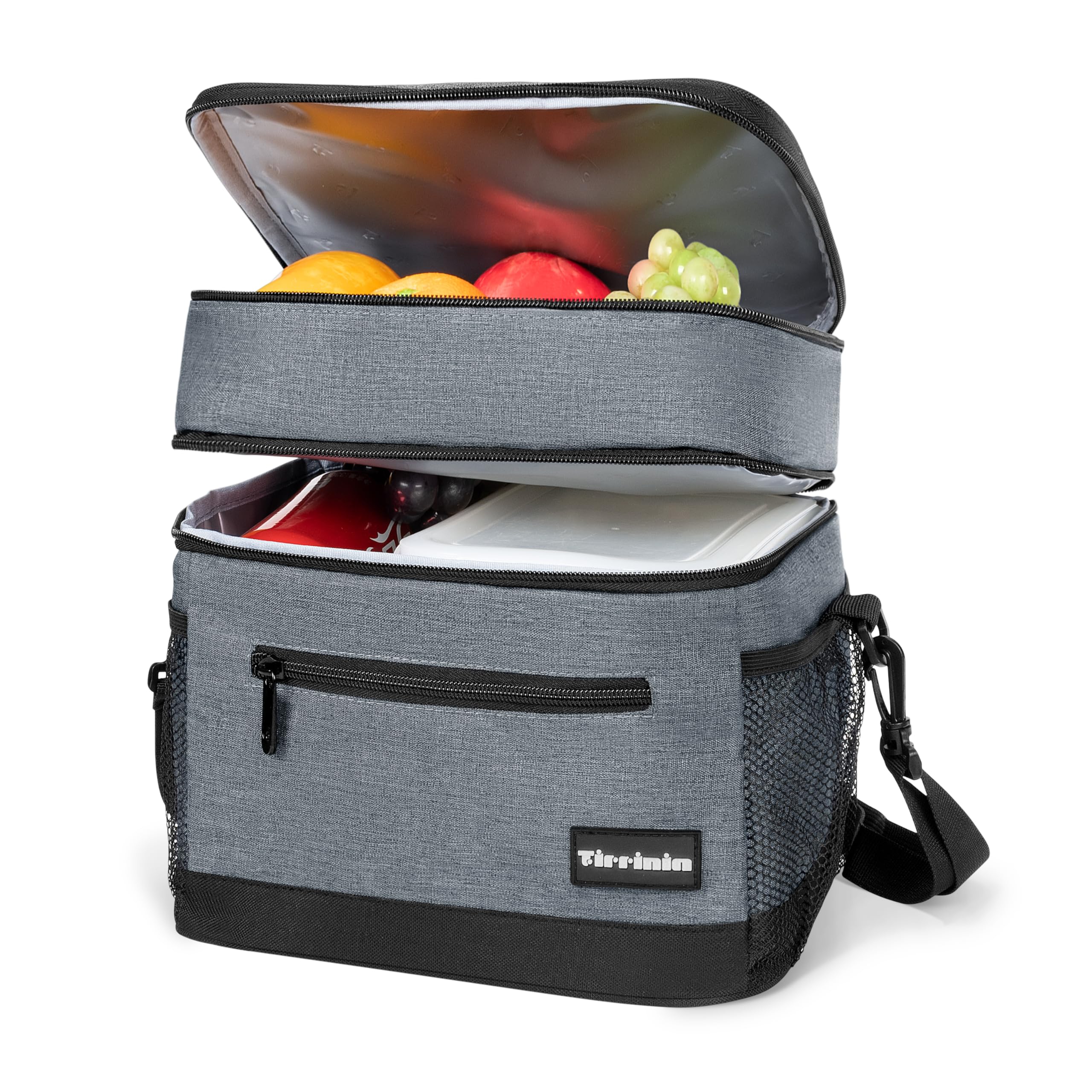 Tirrinia Large Insulated Lunch Bag for Men and Women, Adult Double-Layer Leakproof Reusable Grocery Bag, Office, Travel, Work Lunch Cooler Tote