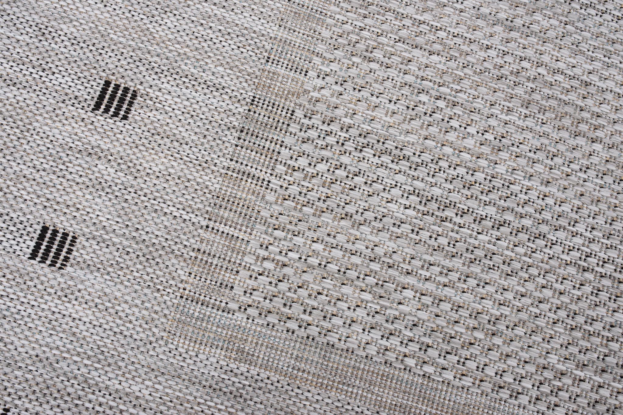 TAPISO Melissa Teppich Outdoor Grau Schwarz Flachgewebt Indoor Küche Flur Wohnzimmer Balkon Terrasse Modern Sisal Kurzflor ÖKO-TEX 120 x 170 cm
