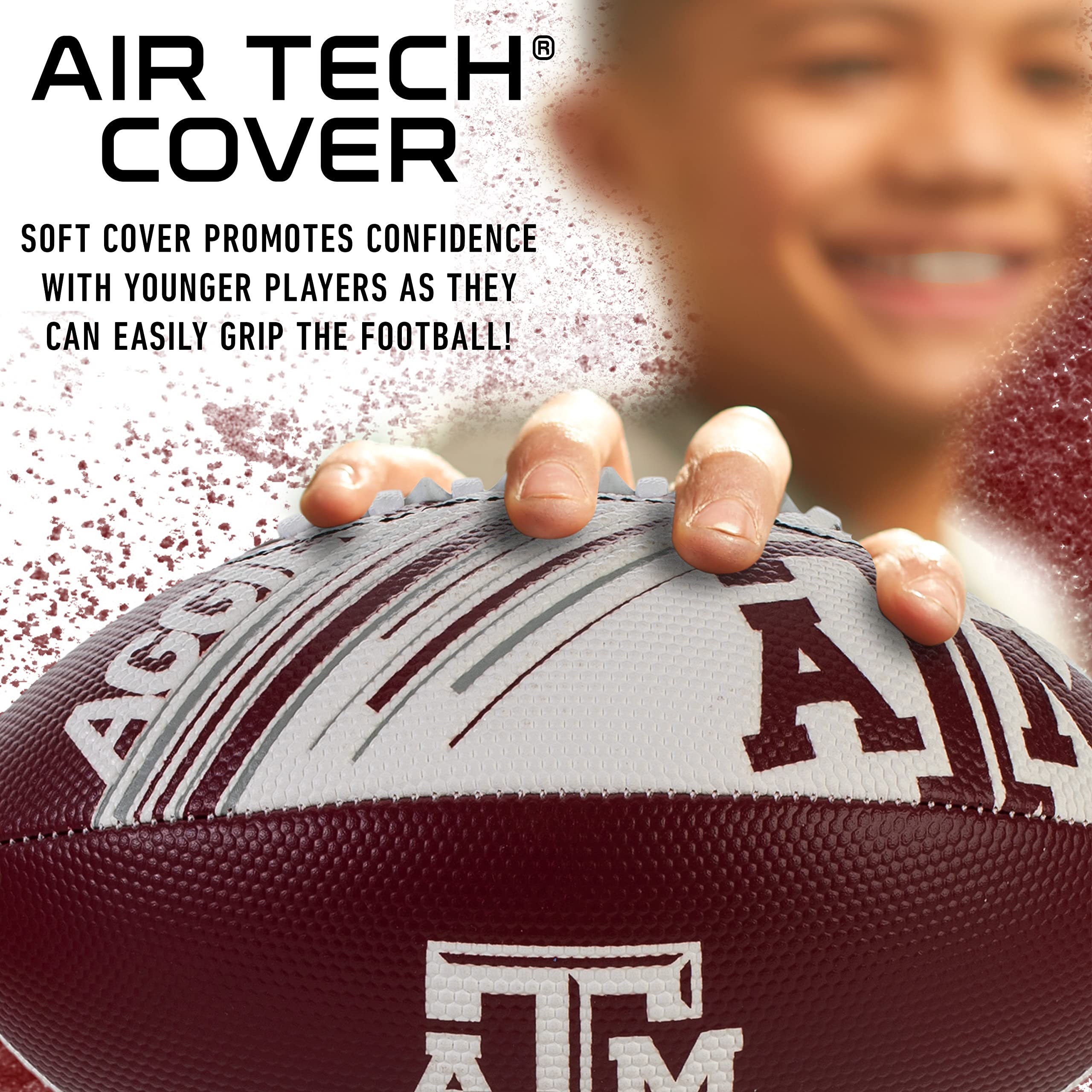 Franklin Sports Texas A&M Aggies Football - Youth Mini Football - Balón de fútbol de 8,5 Pulgadas - SPACELACE Easy Grip Texture niños