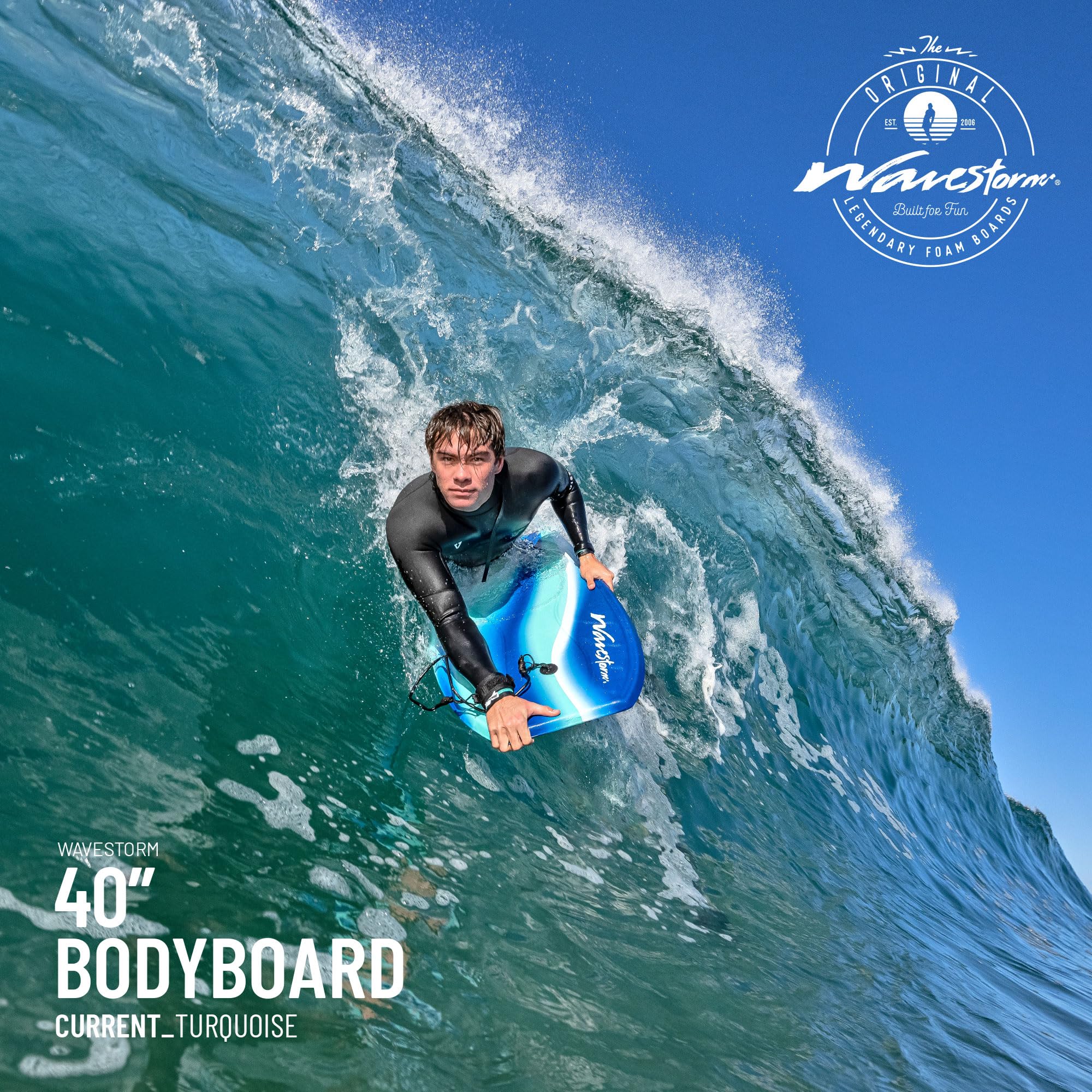 Wavestorm Bodyboard de Espuma de 40 Pulgadas | Bodyboards recreativos para Principiantes en Todos los Niveles de Surf | Cubierta contorneada y Fondo de Canal | para Lake Pool Beach