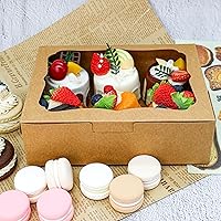 Vista 6 de 20 cajas de panadería marrón de 8 x 6 x 2.5 pulgadas con ventana, cajas de galletas, cajas de dulces, cajas de postre, cajas de donas, cajas