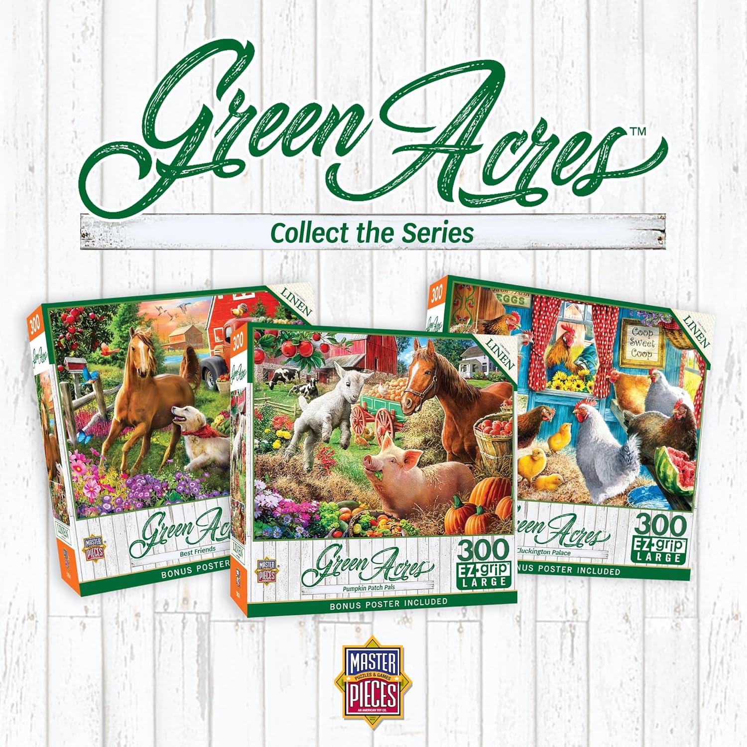MasterPieces - 300 Piece Jigsaw Puzzle, Large EZ Grip Shapes, Garden Gathering, Fun for Adults, Seniors, Family, Kids, Matte Finish, 18"x24"