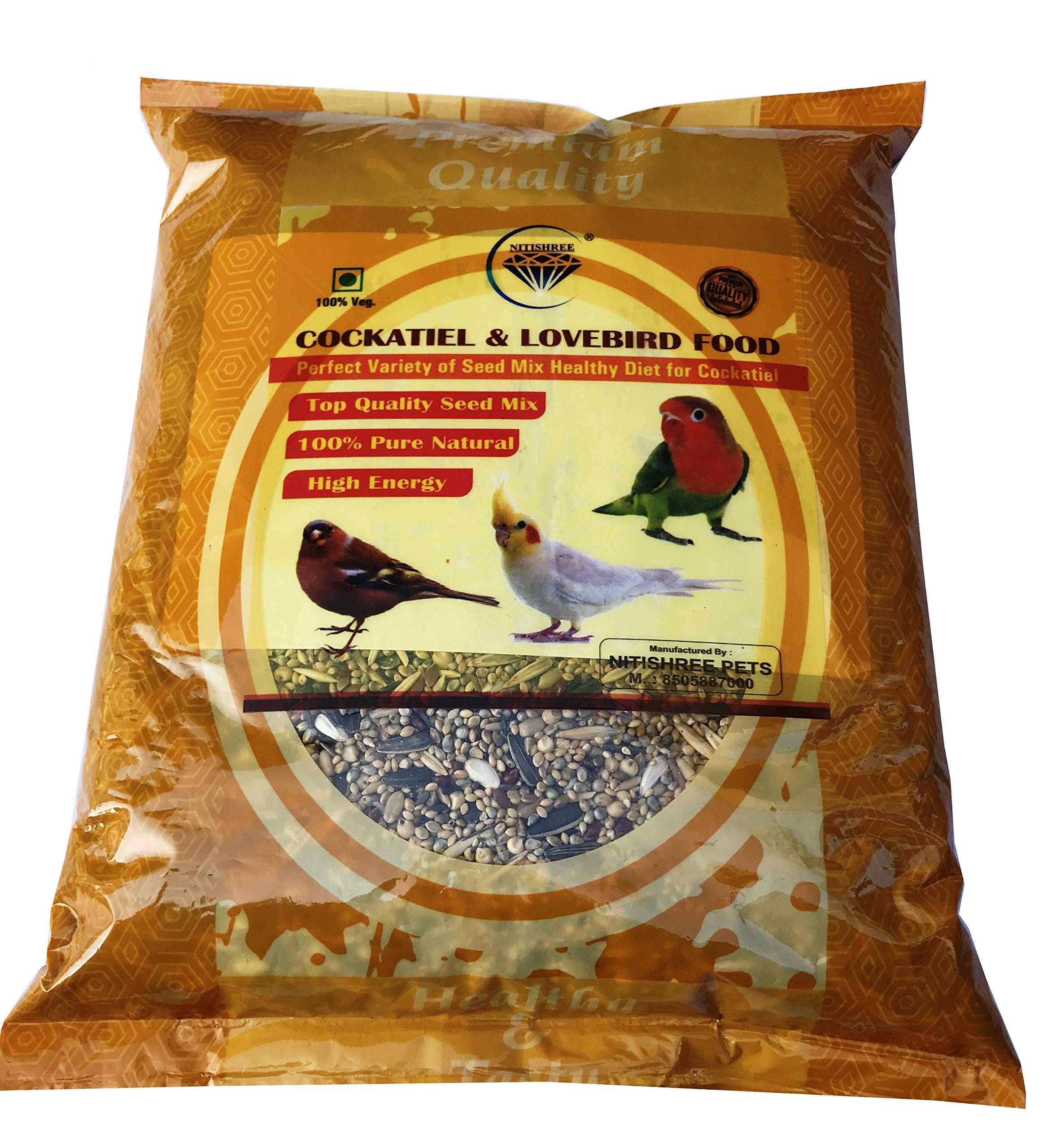Nitishree® Premium Birds Food for Parrots, Conure, Cockatiel & Lovebird | Daily Birds Food Seed Mix-1000gm (B08SRDGWK1) Amazon Price History, Amazon Price Tracker