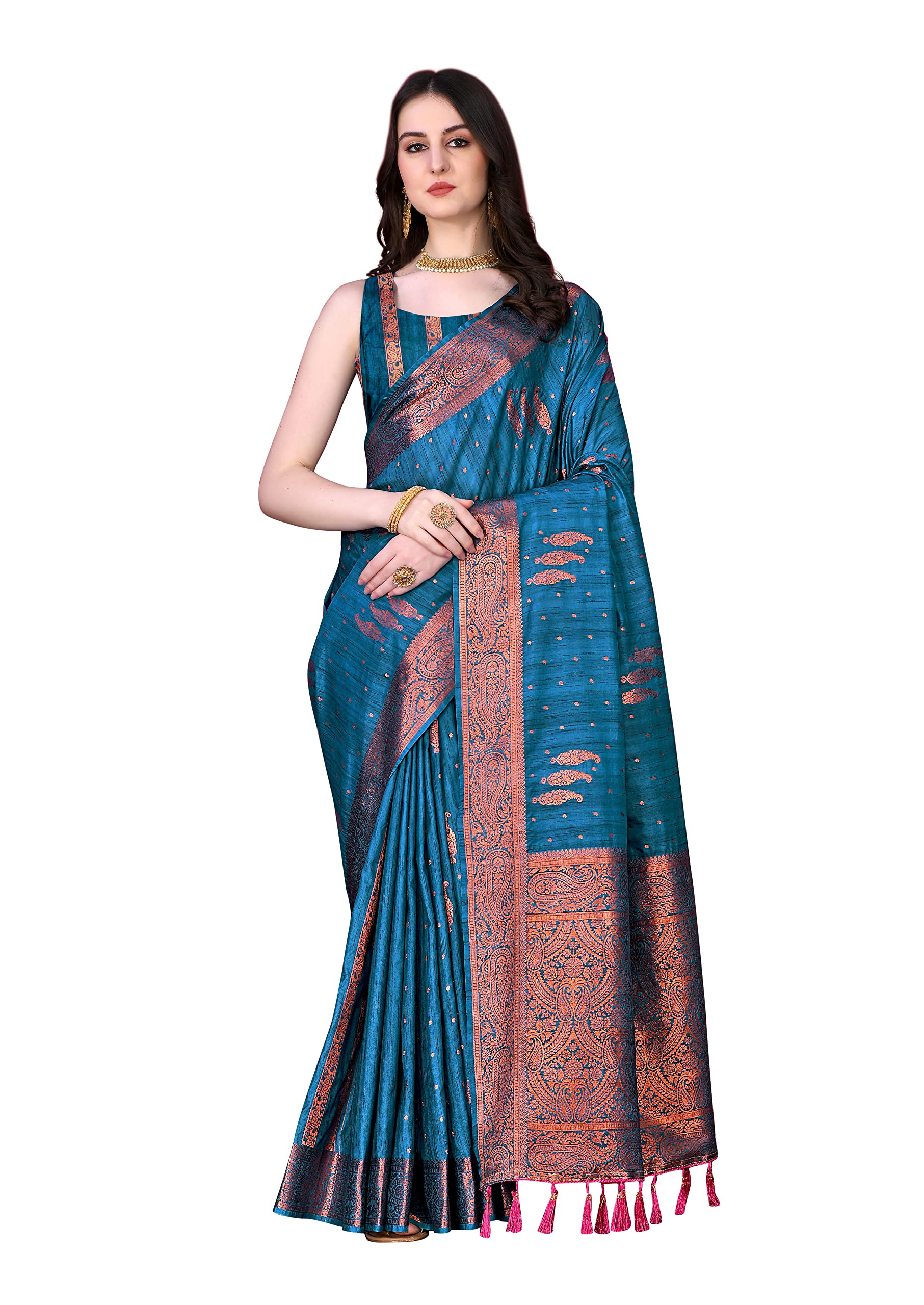 Expert E-commerce Services Womens New Saree Collection Kanchipuram Kanjeevaram Soft Katan Silk Saree with Blouse Saree for Women