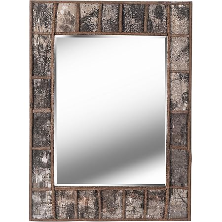 Amazon Com Kenroy Home Rustic Rectangular Wall Mirror Natural Birch Bark Finish 38 28 Inches Easy Hang D Rings Included 38 Inches By 28 Inches Brown Home Kitchen