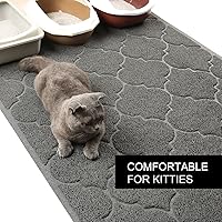 Vista 7 de Alfombrilla de arena para gatos, tamaño XL súper grande, libre de ftalatos, fácil de limpiar, duradera, suave en las patas, tamaño grande de 47" x