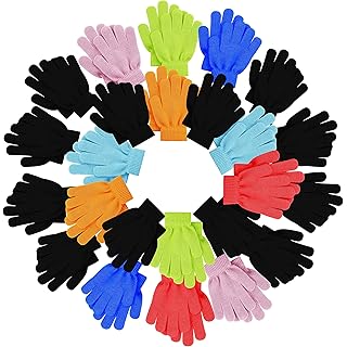 24 Pairs Kids Winter Magic Gloves, Thermal Soft Stretchy for Boys Girls, Children Ages 2-6