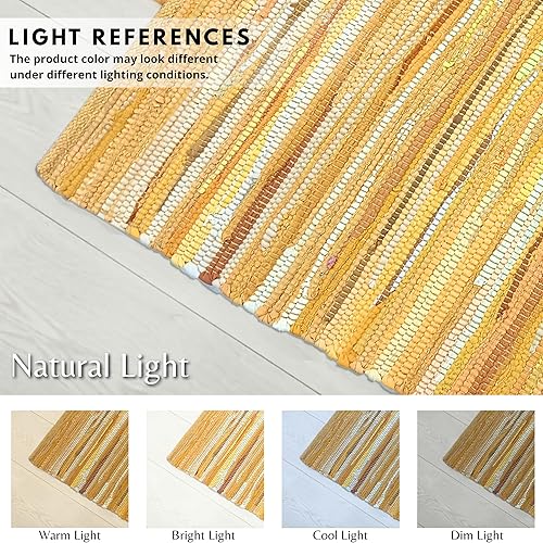 Miniatura 82 de Alfombra de trapo 100% algodón de 2 x 3 pies, lavable multicolor, alfombra Chindi tejida a mano y reversible para sala de estar, cocina, entrada