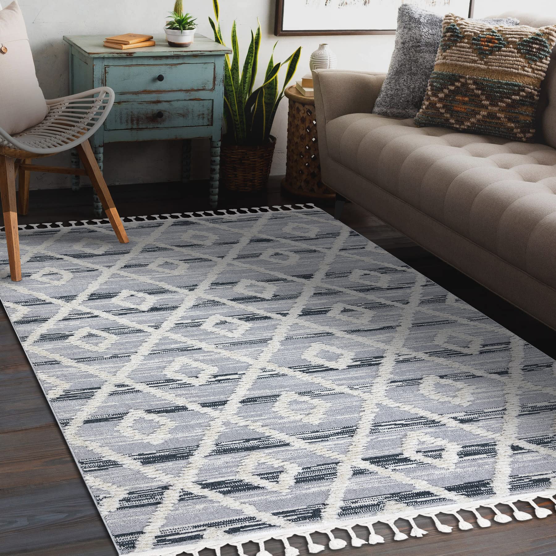 Tapis Sevilla grand format 200x290 pour salon moderne style marocain